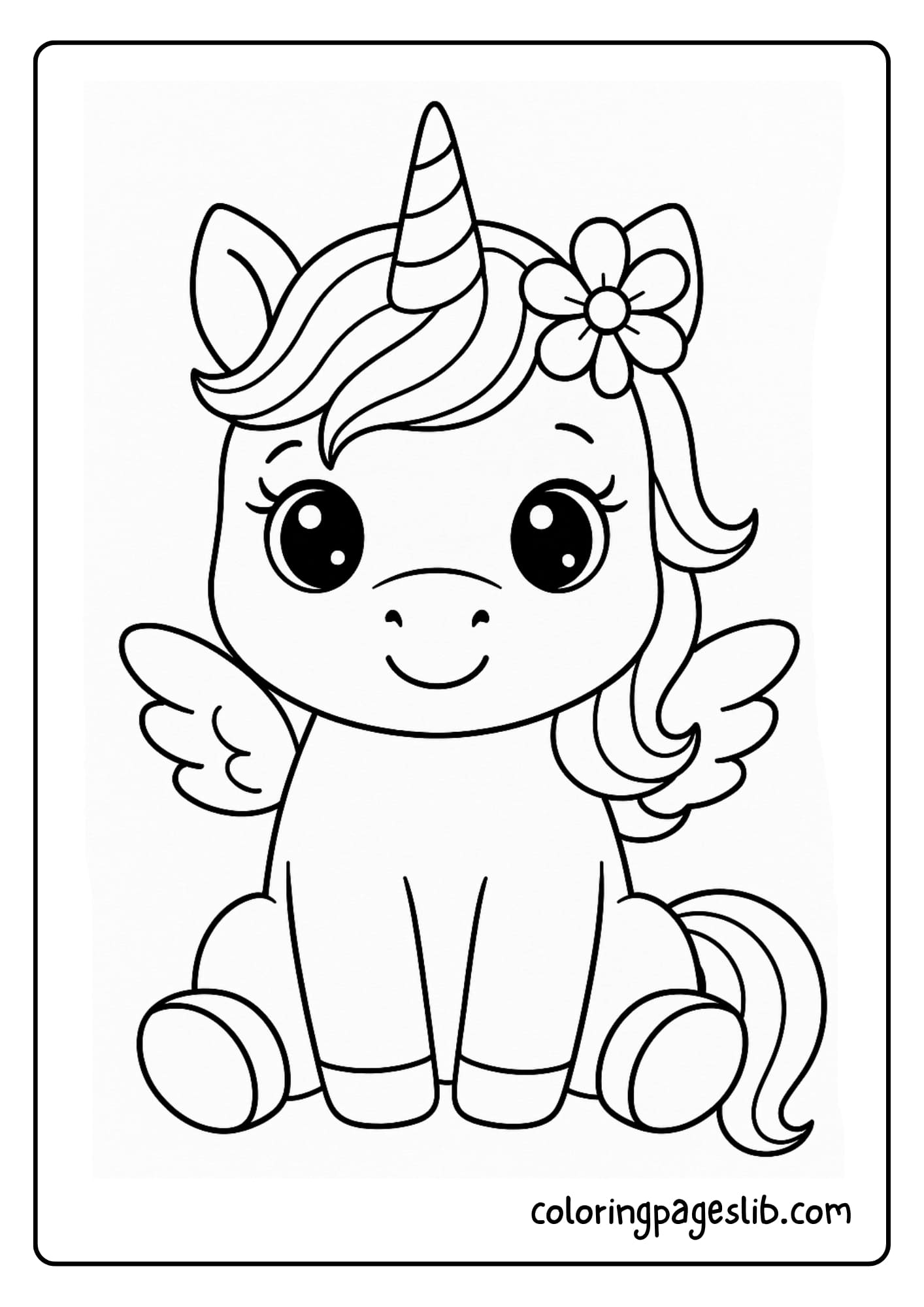 Adorable Baby Unicorn Coloring Pages Sitting Pretty