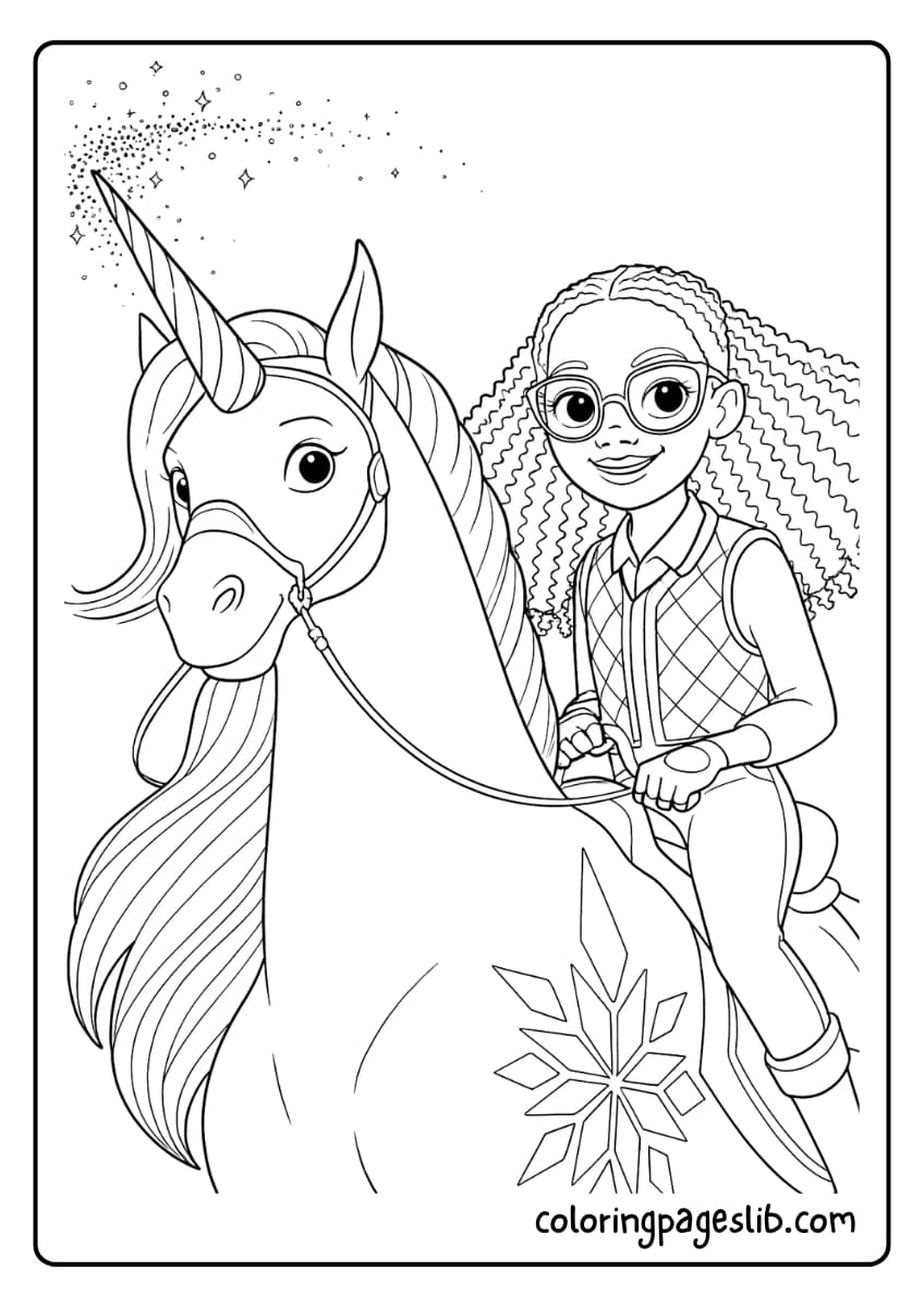 Ava and her unicorn Leaf from Unicorn Academy are ready for a magical adventure