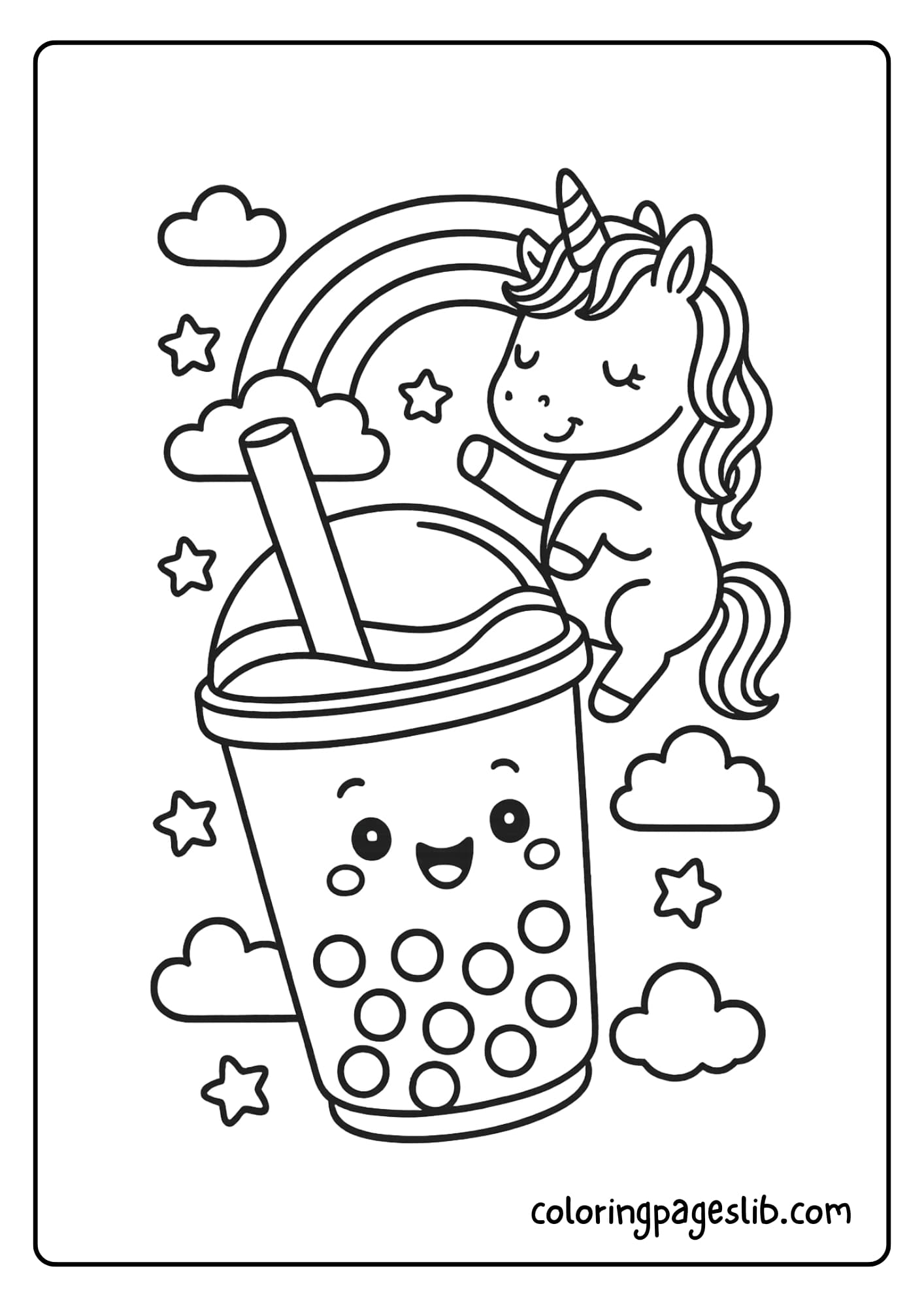 Boba Tea with cute unicorn