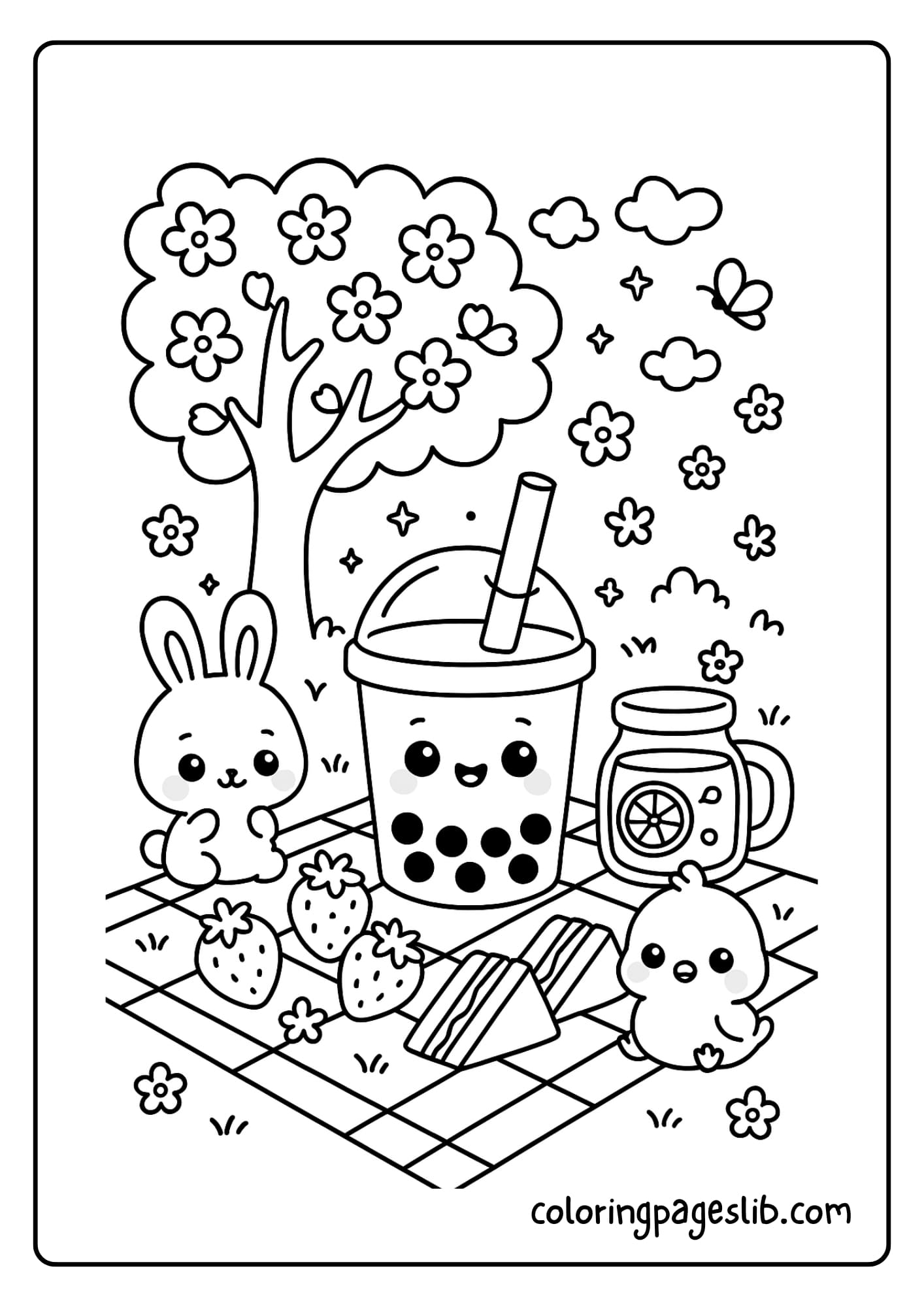 Bubble tea camping with animal friends