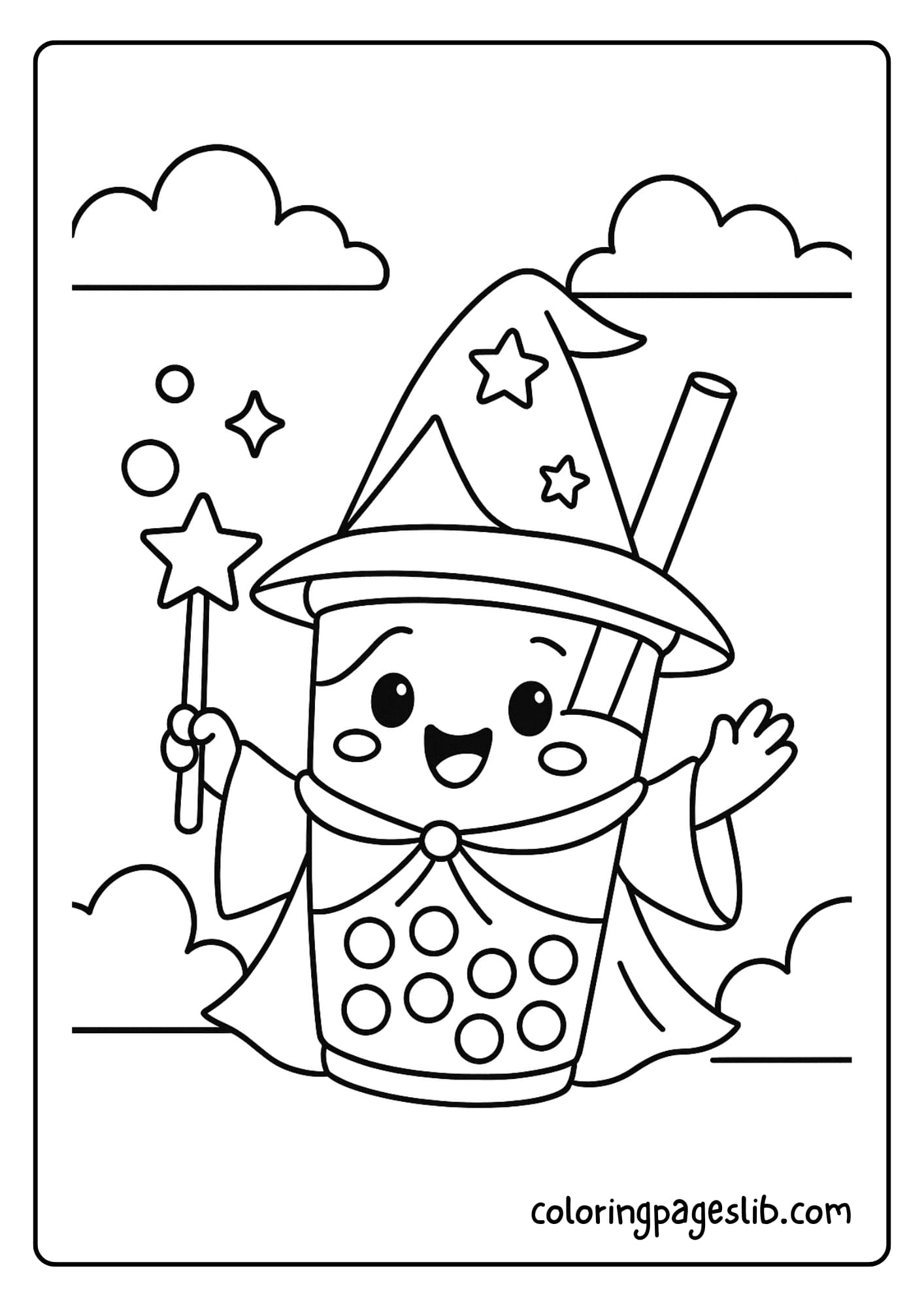 Bubble tea dressed as a wizard