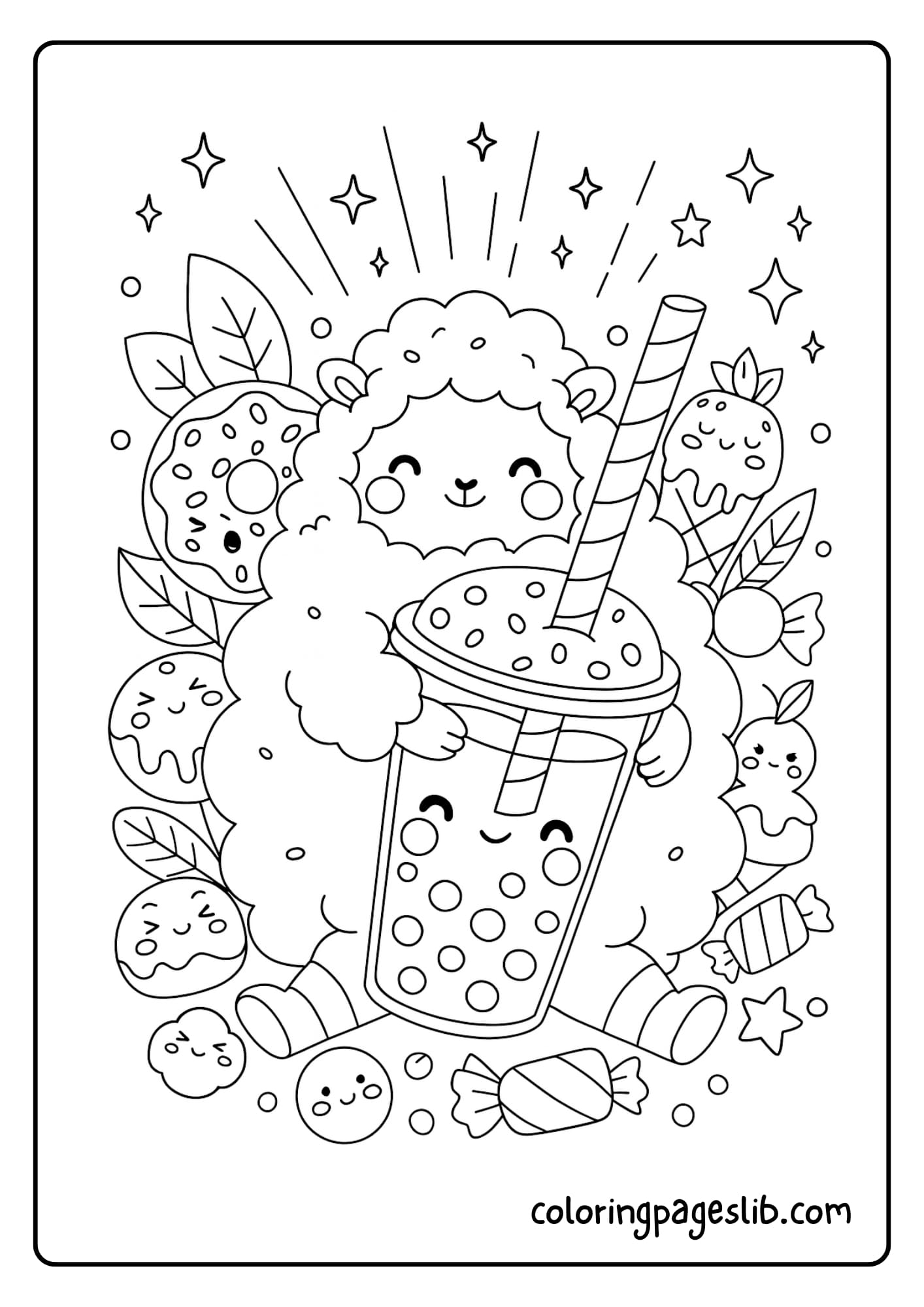 Bubble tea in a teacup party with cute food