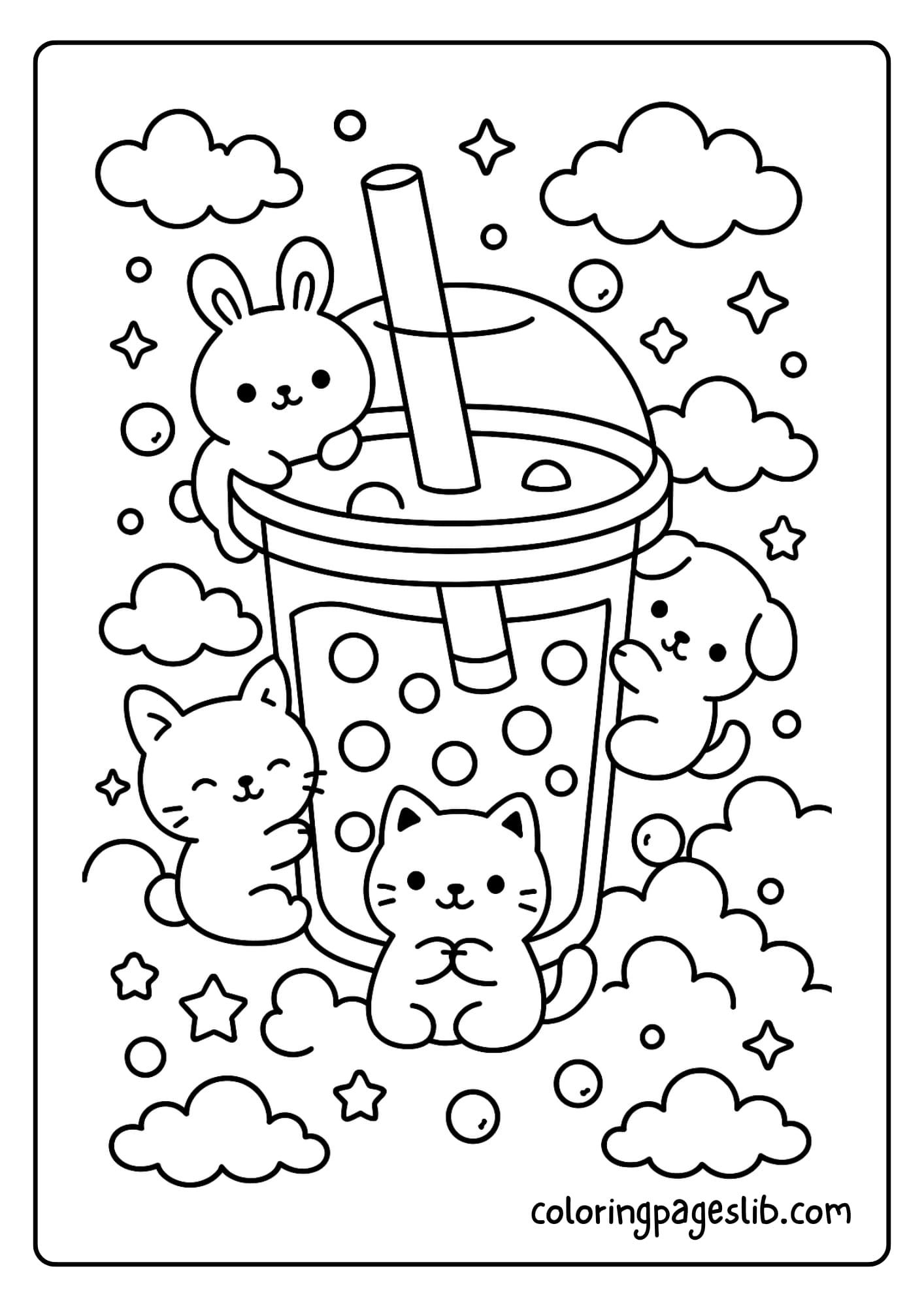 Bubble tea with dreamy animals