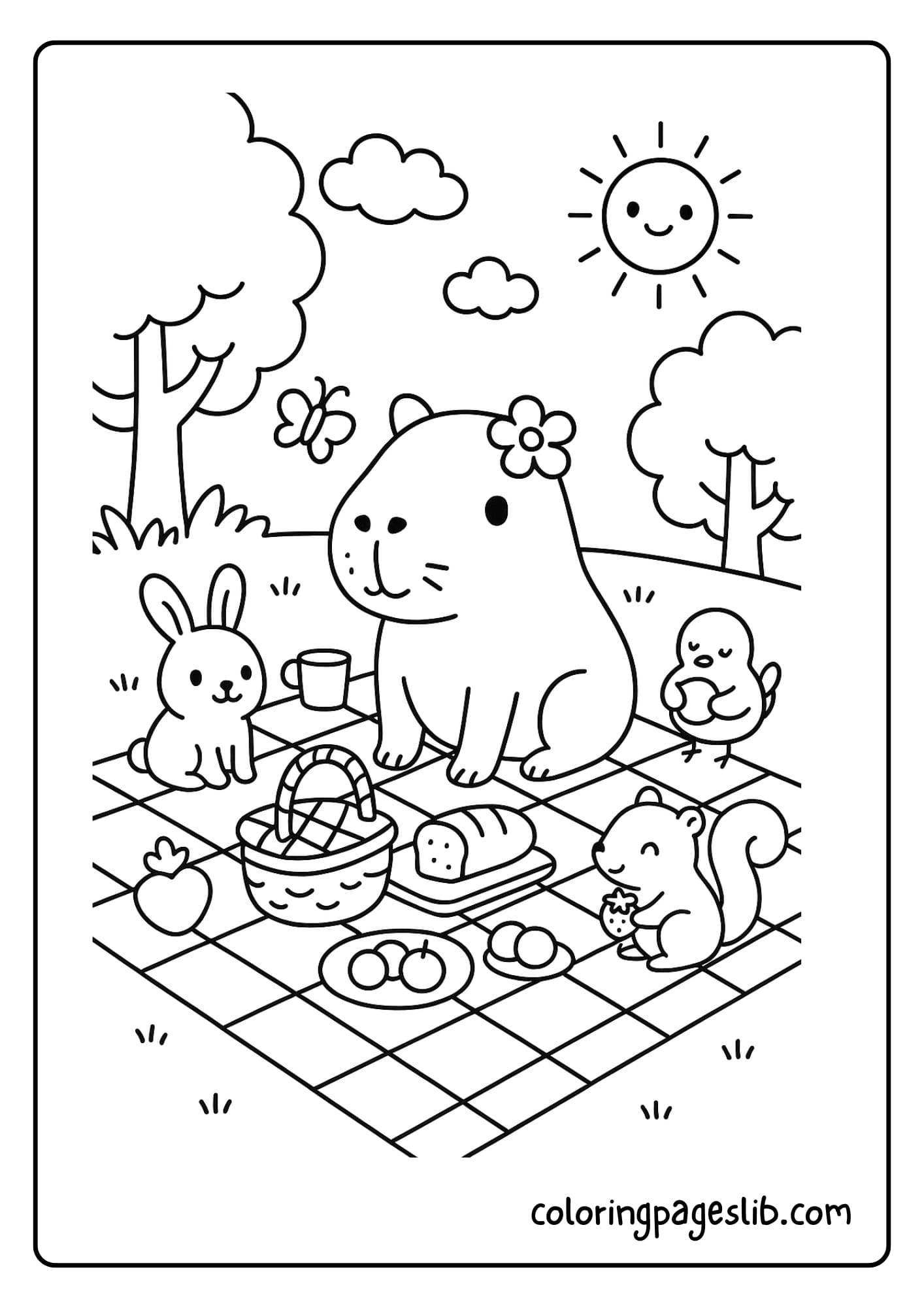Capybara and friends at a picnic