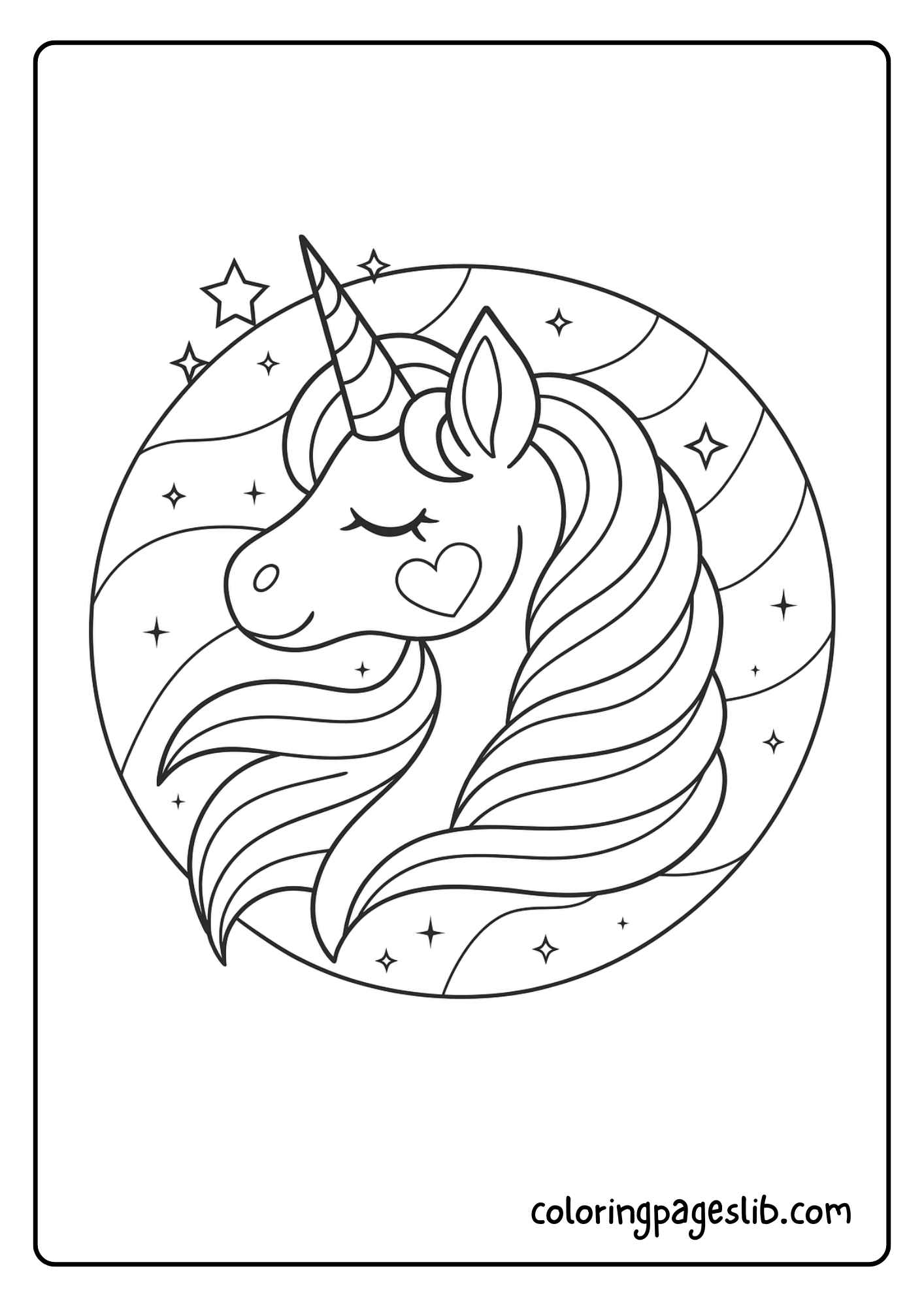 Circle Unicorn Coloring Pages
