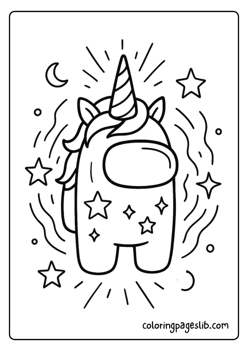 Cosmic Horn Power – Unicorn Among Us Coloring Pages