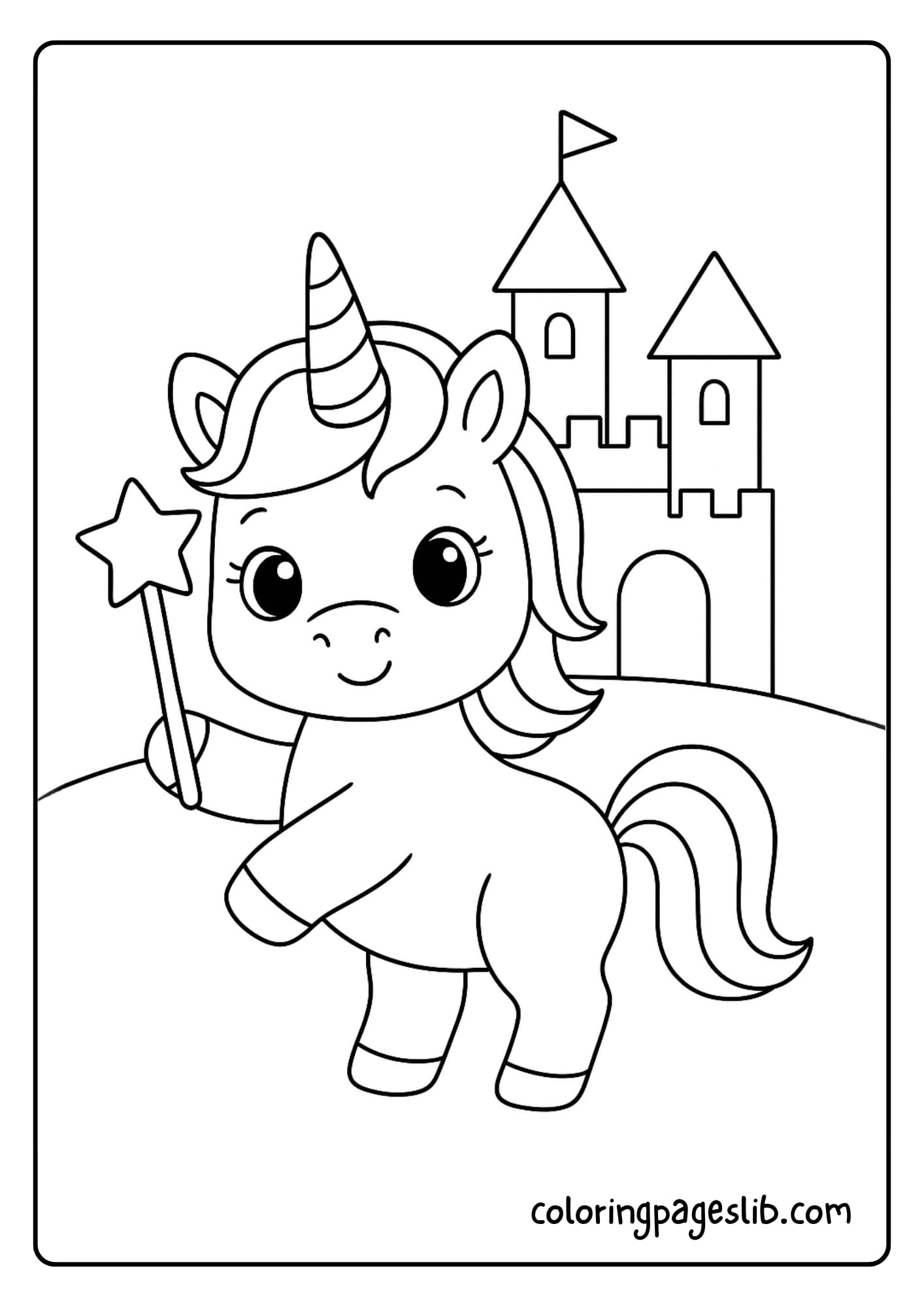 Easy-to-Color Baby Unicorn Coloring Pages for Kids