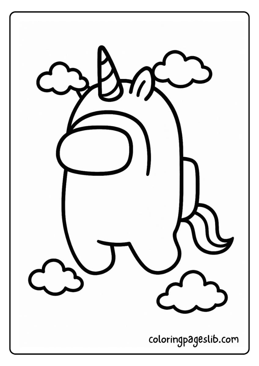 Floating with Grace – Unicorn Among Us Coloring Pages