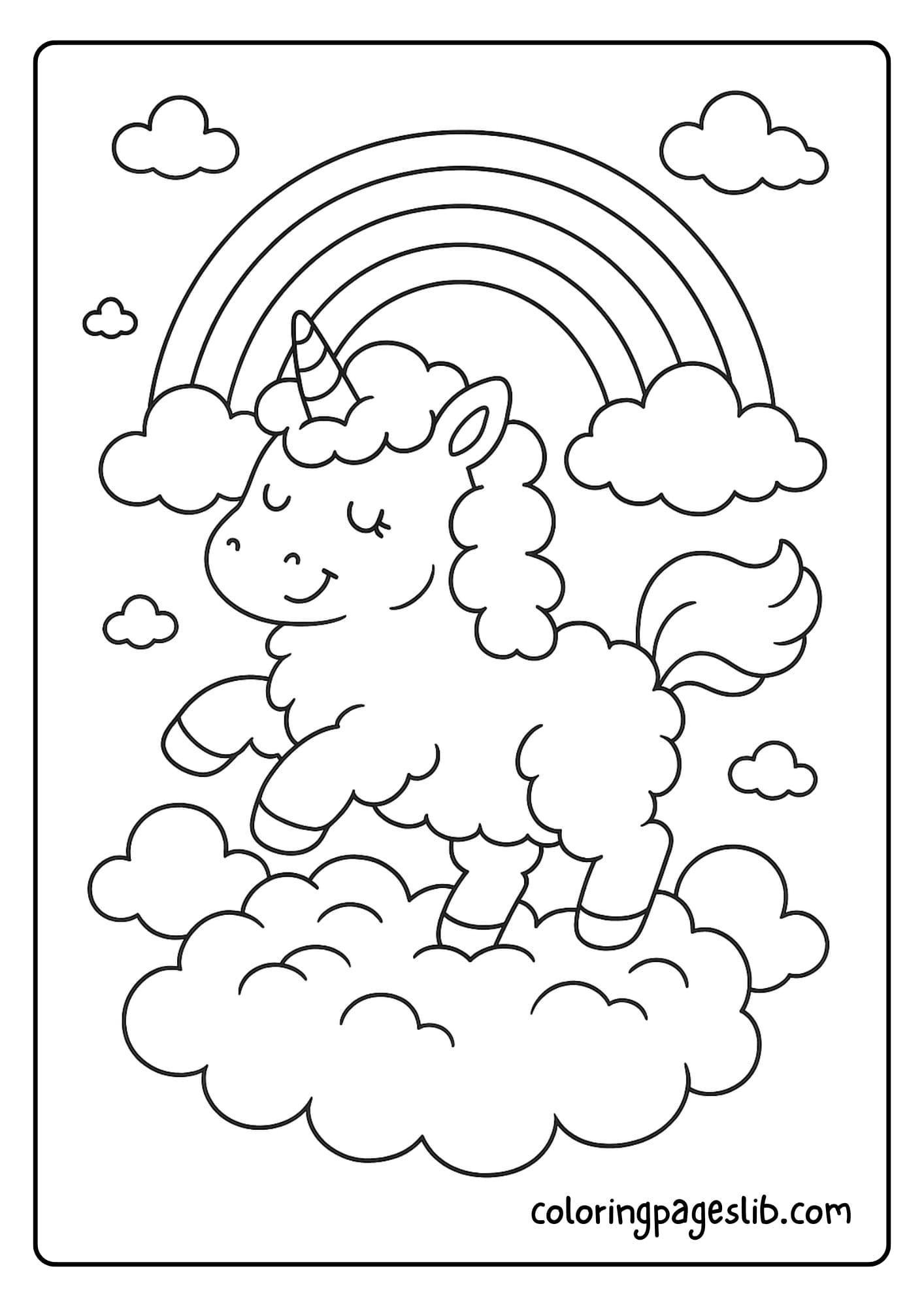 Fluffy Rainbow Unicorn Coloring Pages – Playing in Cotton Candy C