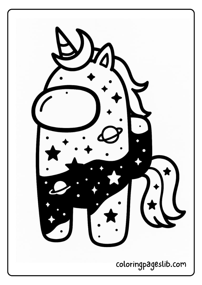 Galaxy Suit Unicorn – Unicorn Among Us Coloring Pages