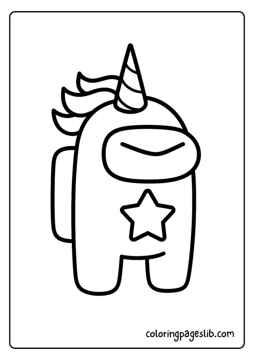 Horned Star Hero – Unicorn Among Us Coloring Pages