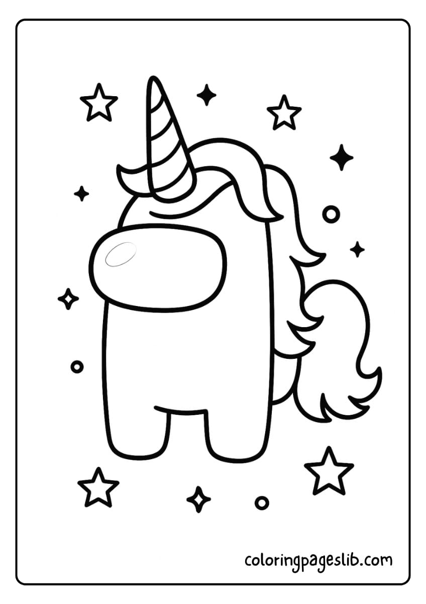 Magical Crewmate – Unicorn Among Us Coloring Pages