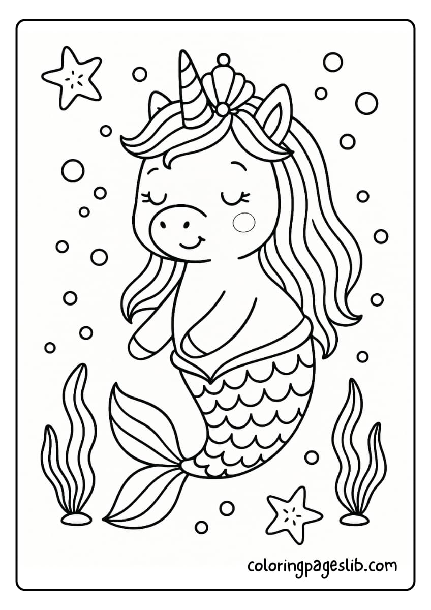 Mermaid Unicorn Princess – Unicorn Princess Coloring Pages