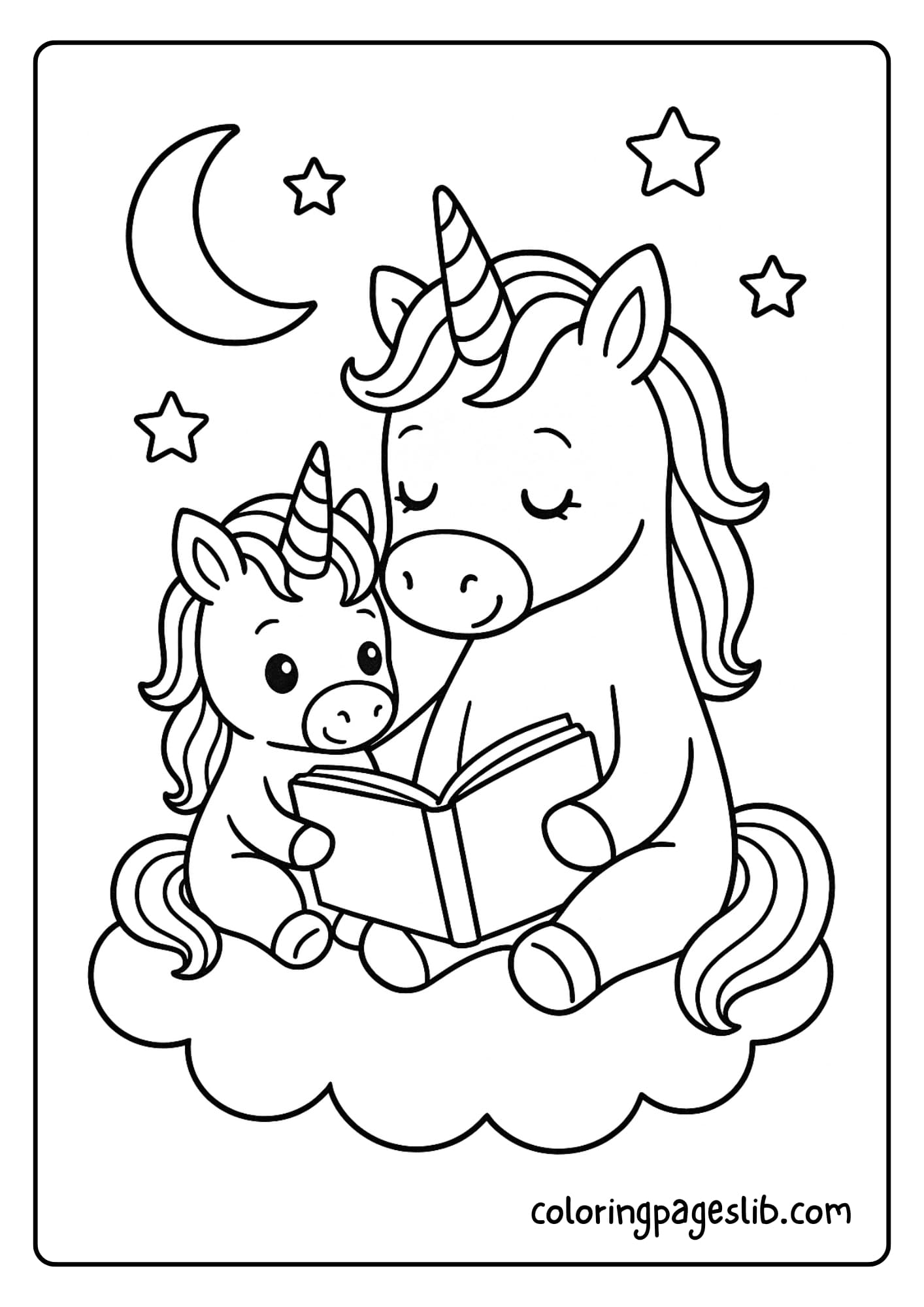 Mom and Baby Unicorn Coloring Pages – Magical Bedtime Story