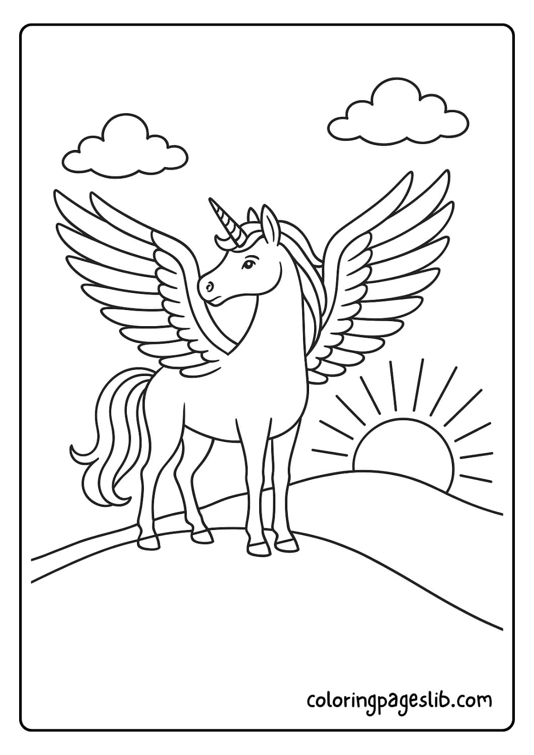 Pegasus Unicorn Visiting a Castle