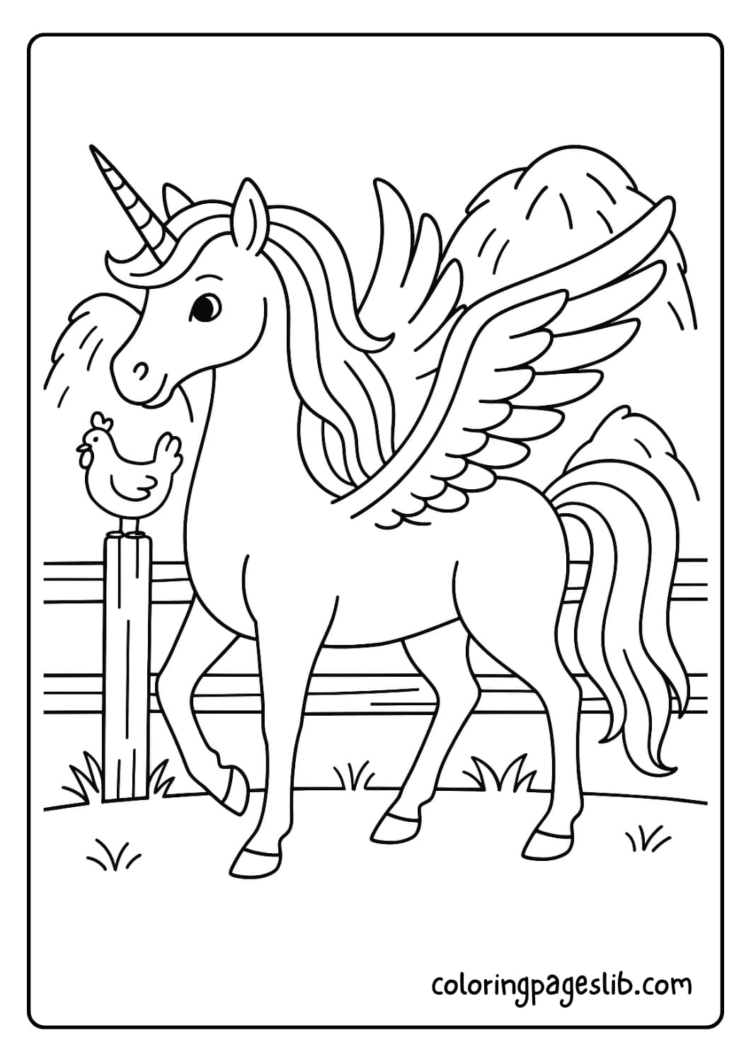Pegasus Unicorn on a Farm