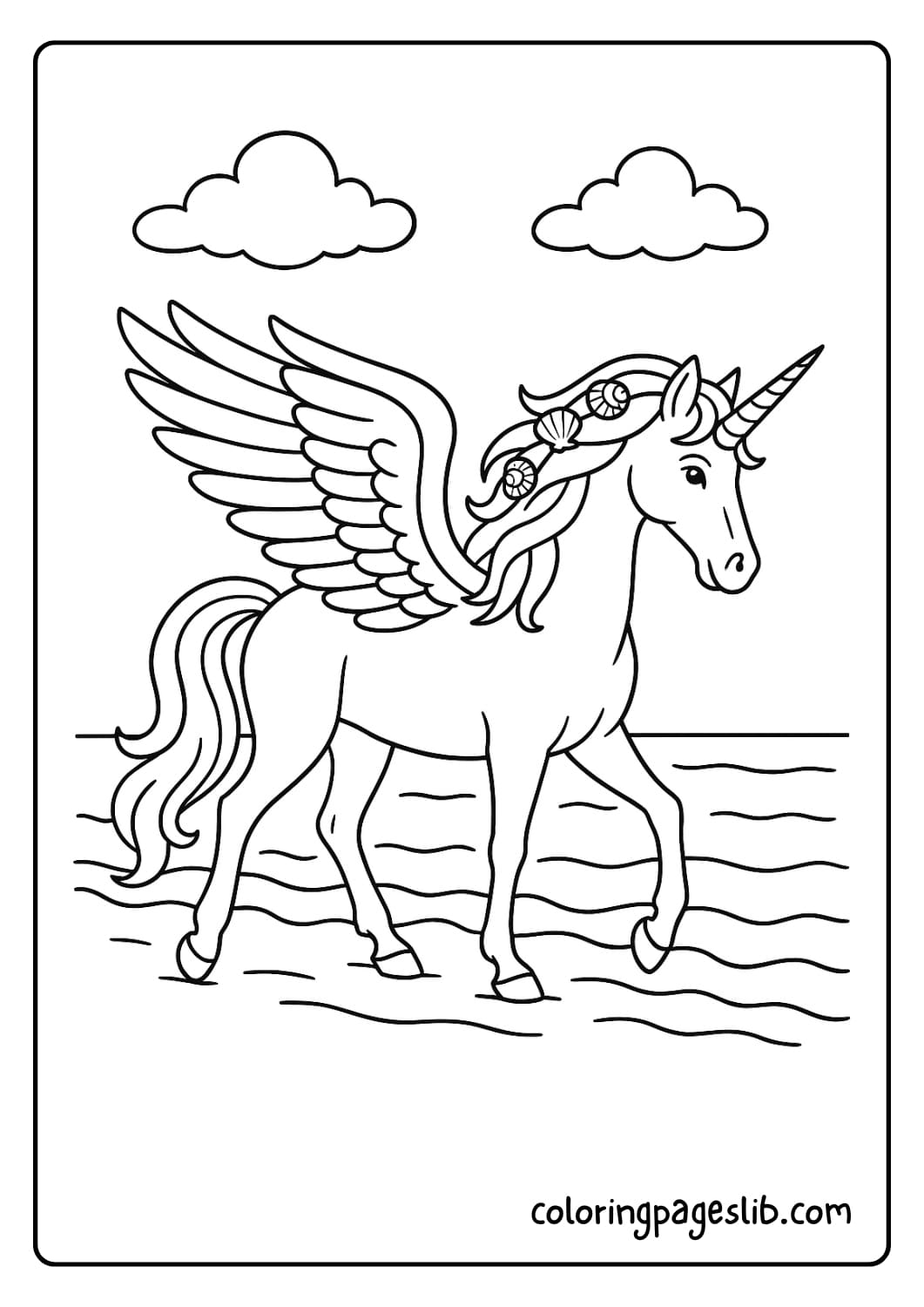 Pegasus Unicorn on the Beach