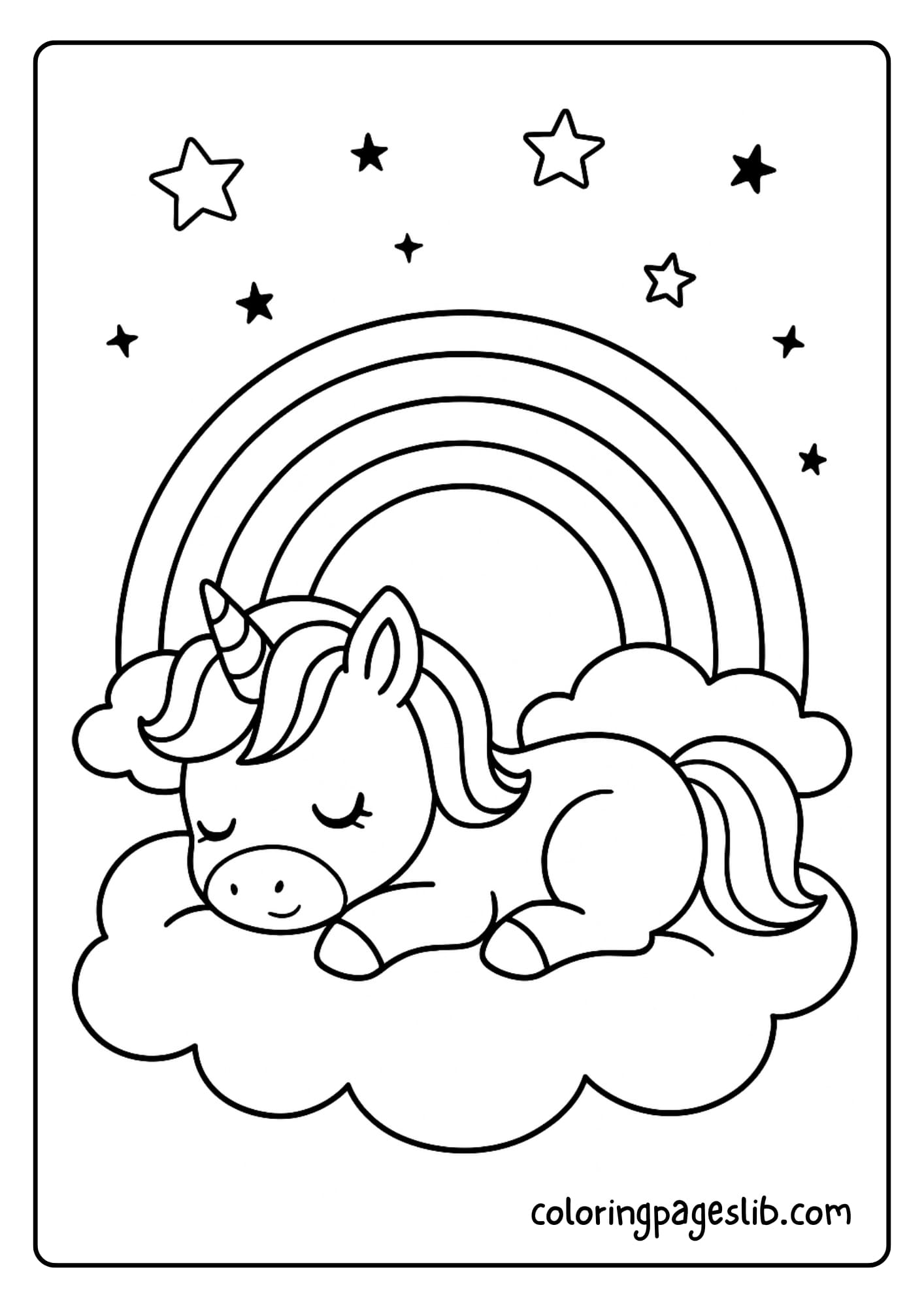 Rainbow Dreams Unicorn Coloring Pages – Sleeping Under Stars
