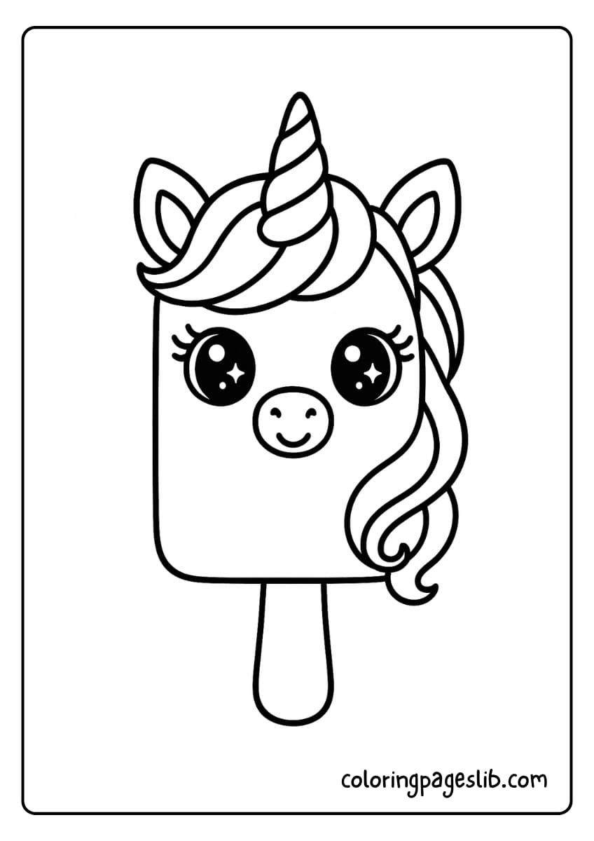 Rainbow Twist Horn – Unicorn Popsicle Coloring Page