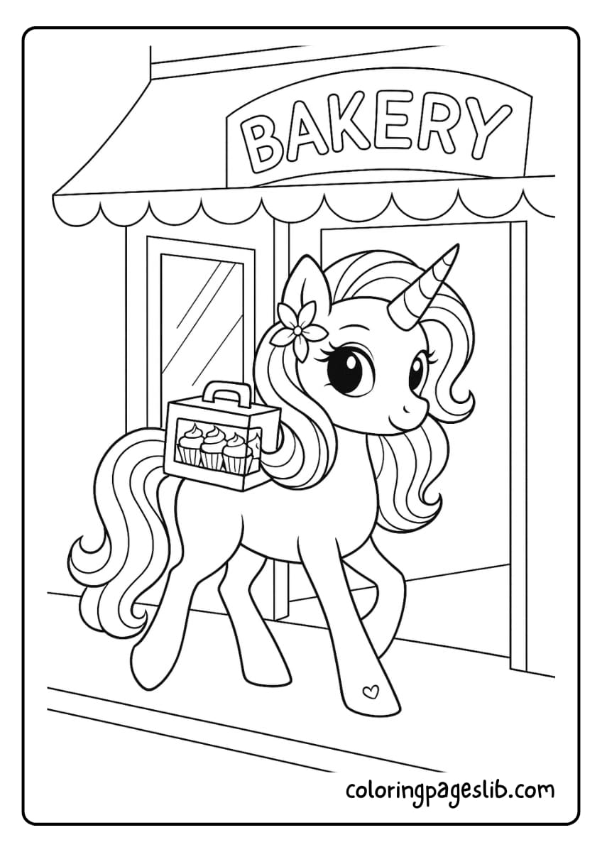 Shopping for Cupcakes – My Little Pony Unicorn Coloring Pages