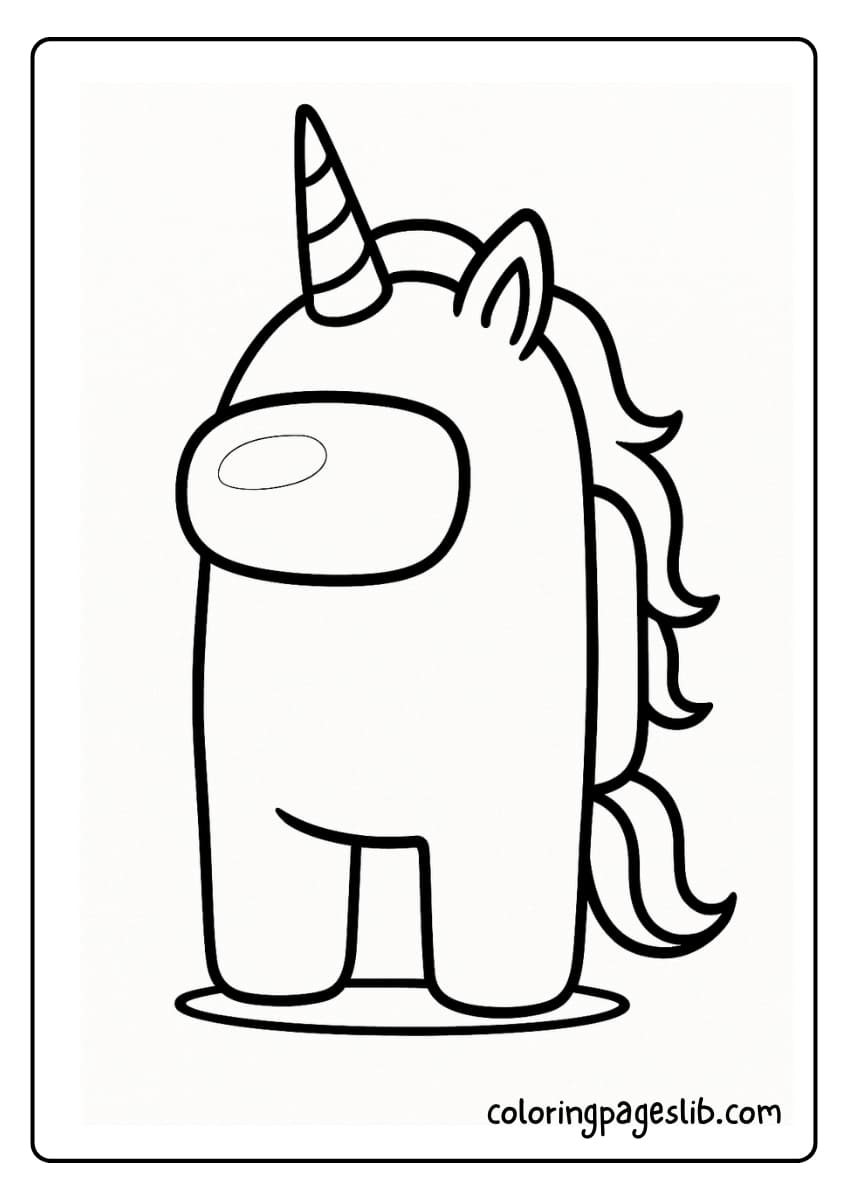 Silent Guardian – Among Us Unicorn Coloring Pages