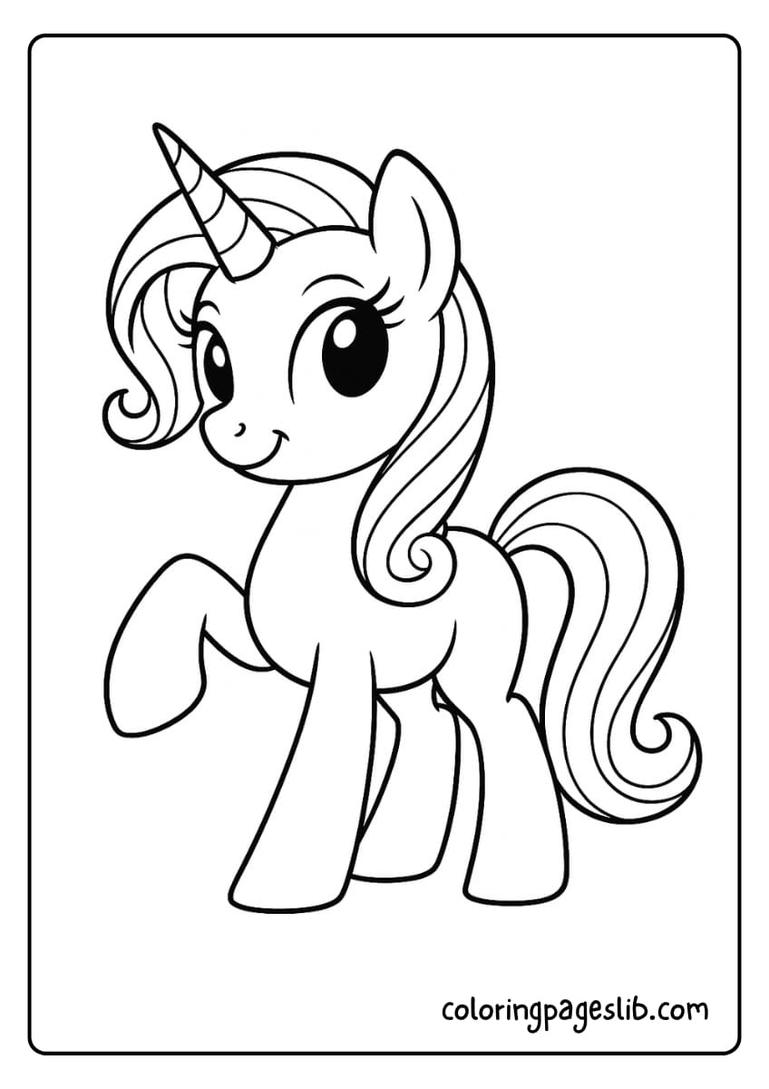 Smiling Sparkle – My Little Pony Unicorn Coloring Pages