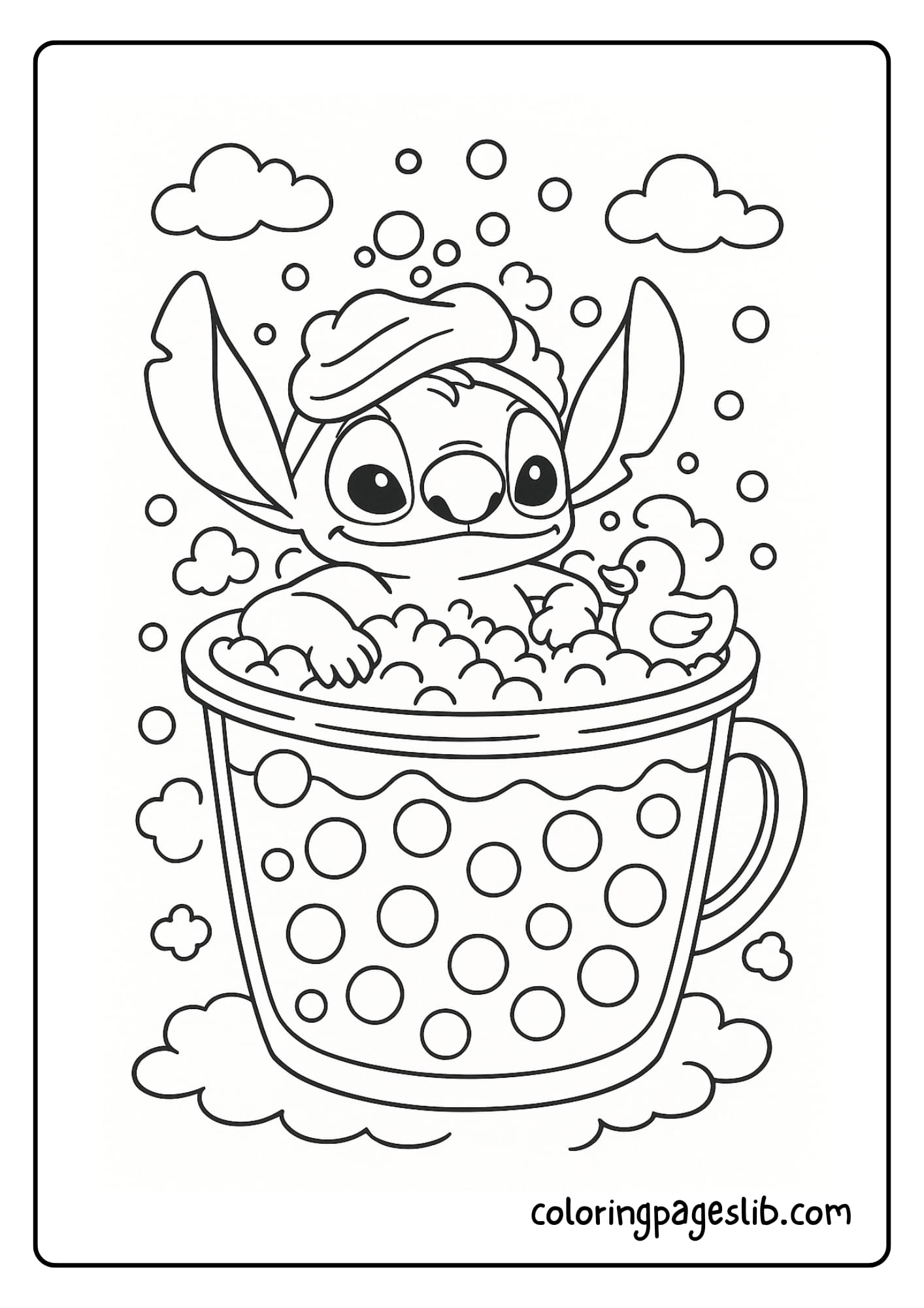 Stitch Relaxing in a Boba Bath