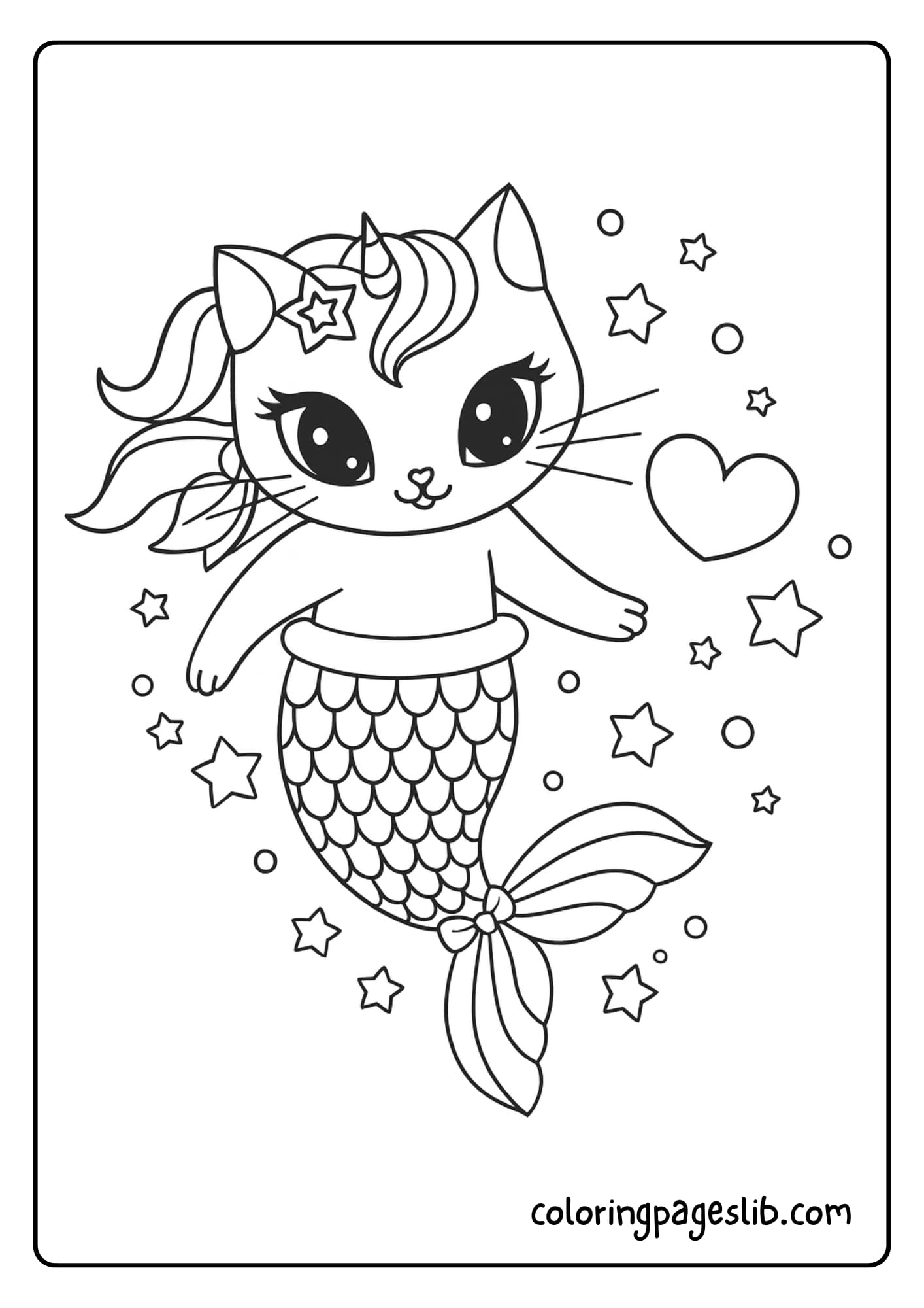 unicorn cat mermaid coloring pages