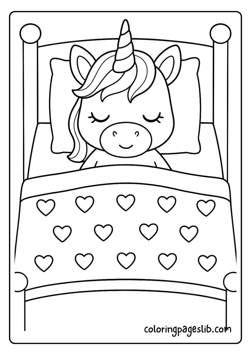 Unicorn Doll Sleeping in a Doll Bed