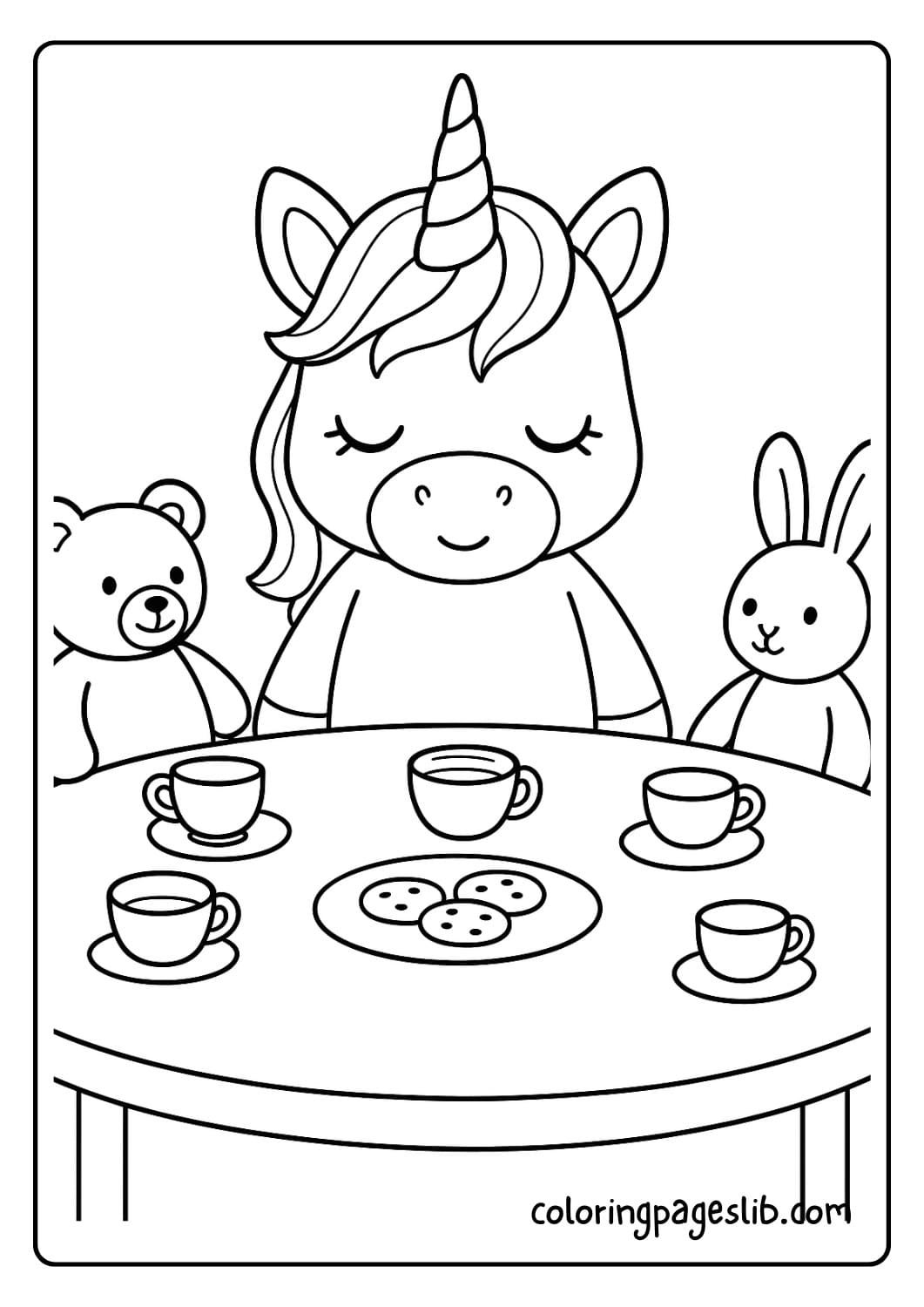 Unicorn Doll at a Tea Party