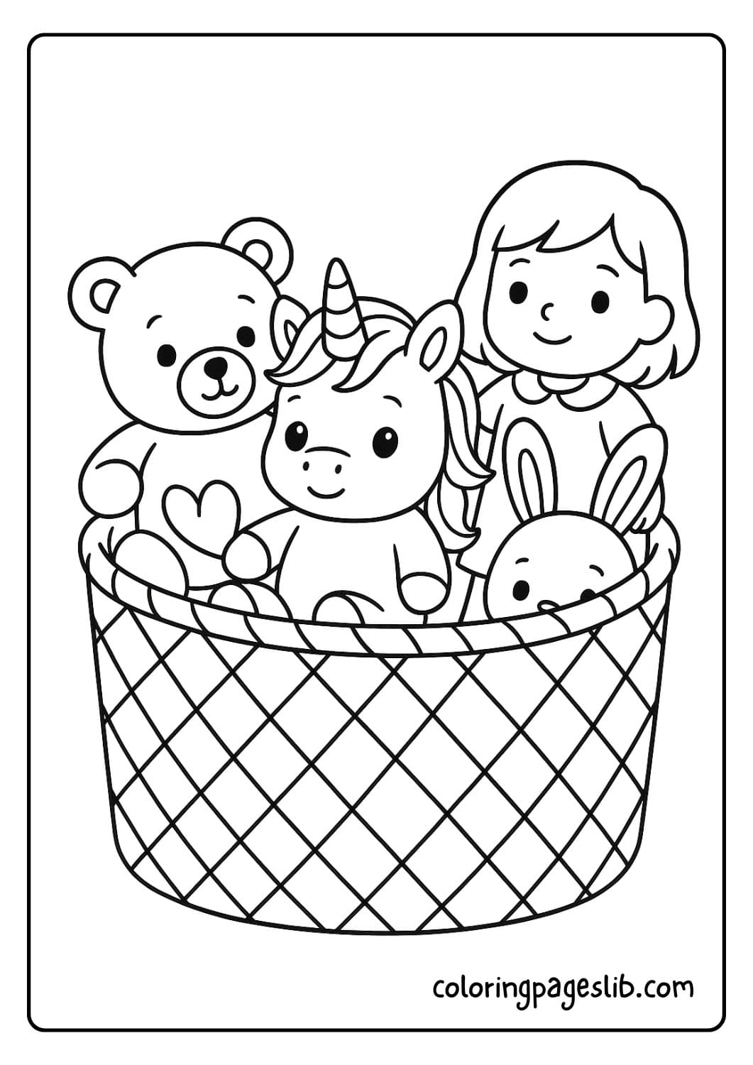 Unicorn Doll in a Toy Basket
