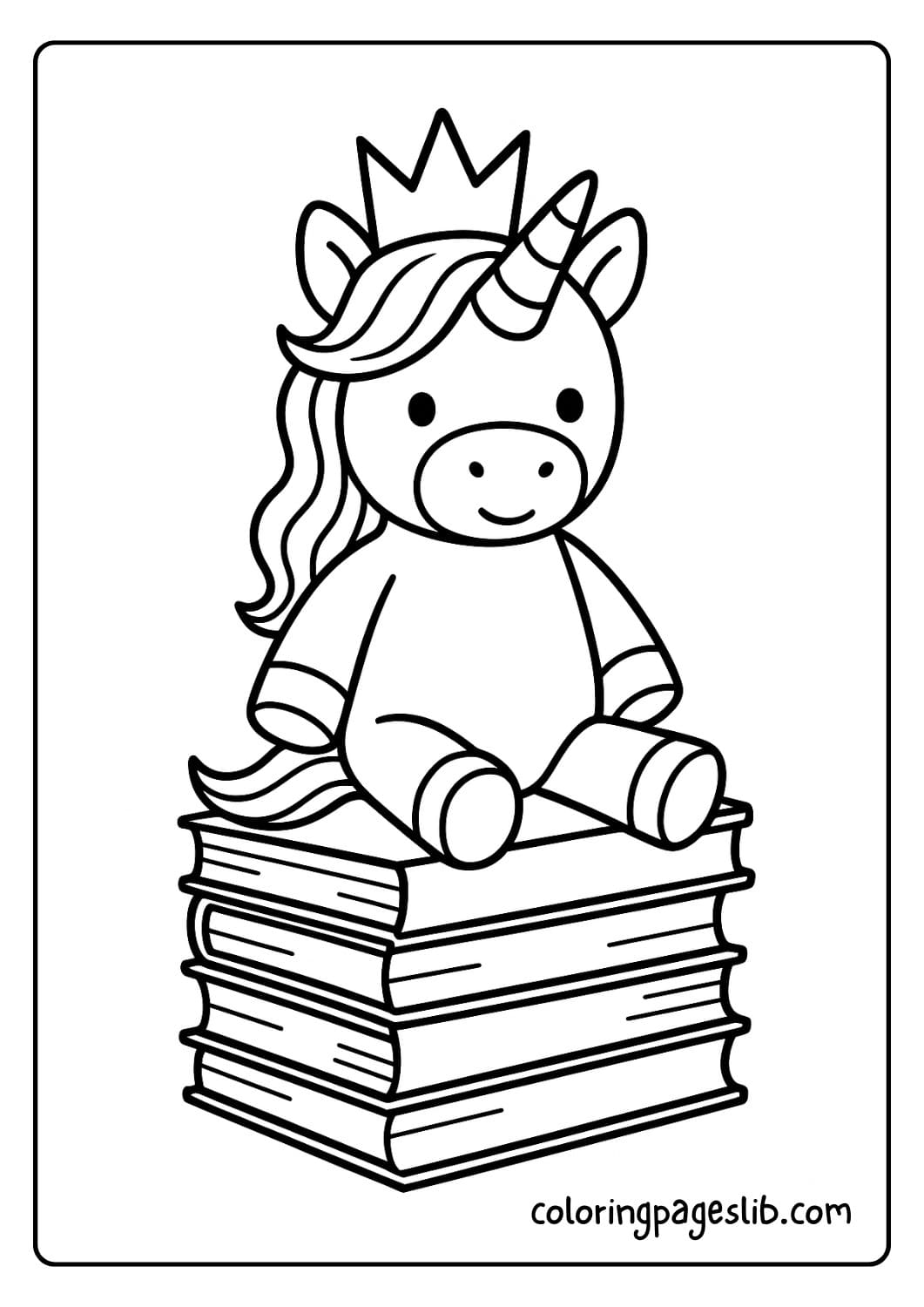 Unicorn Doll on a Bookshelf Throne