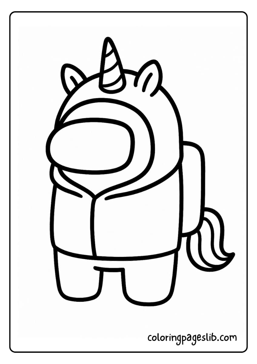Unicorn Hoodie Style – Among Us Unicorn Coloring Pages