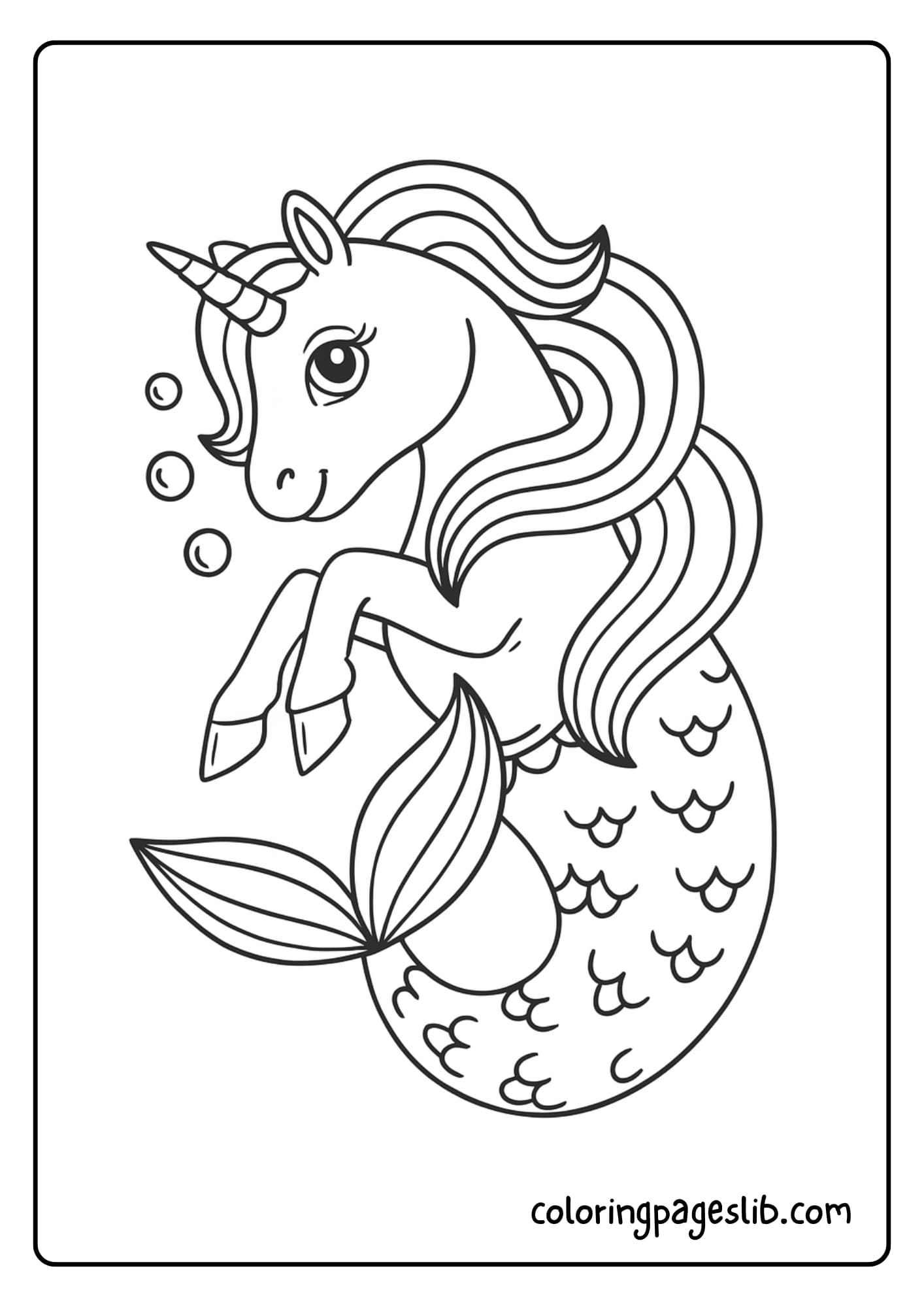 Unicorn Mermaid Coloring Pages