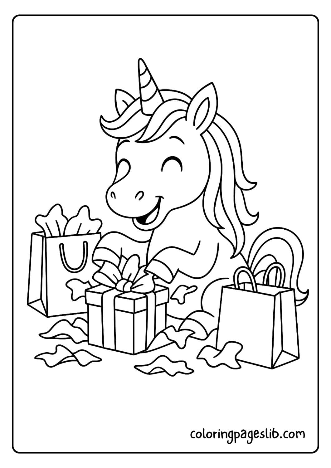 Unicorn Opening Birthday Presents