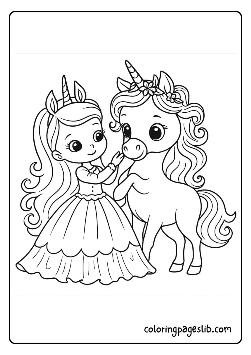 Unicorn Princess Coloring Pages
