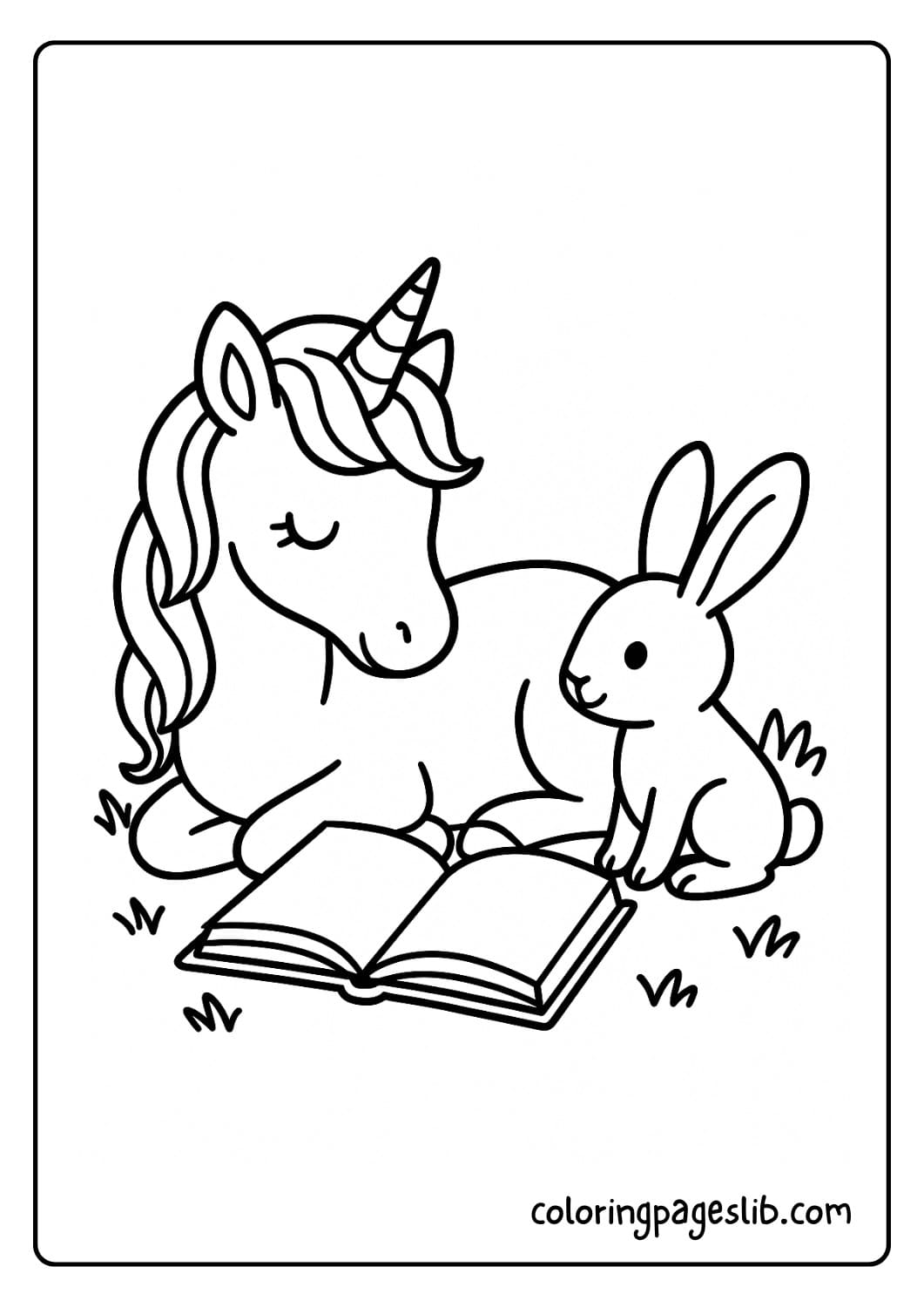 Unicorn Reading a Story to a Bunny