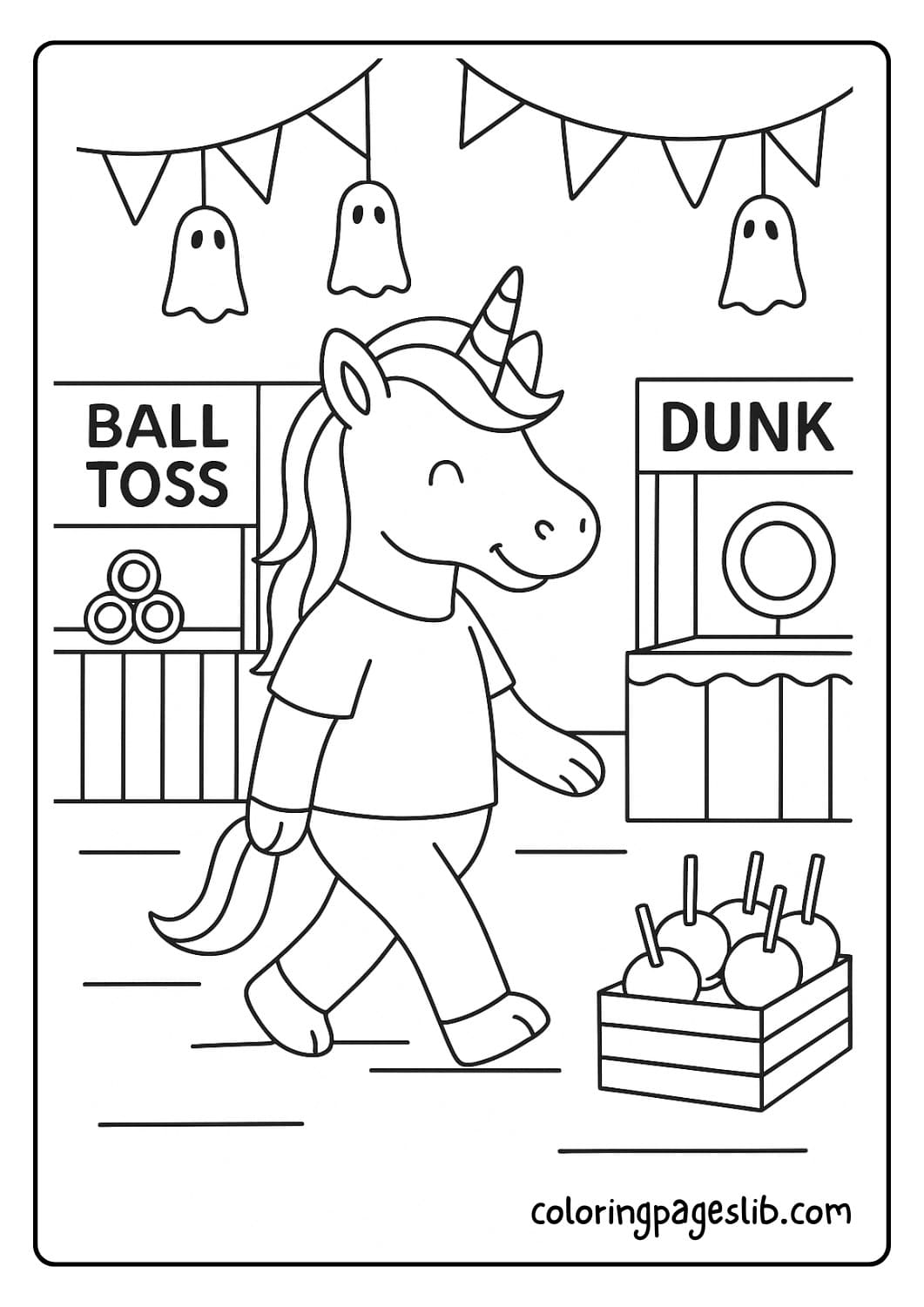 Unicorn Visiting a School Halloween Fair