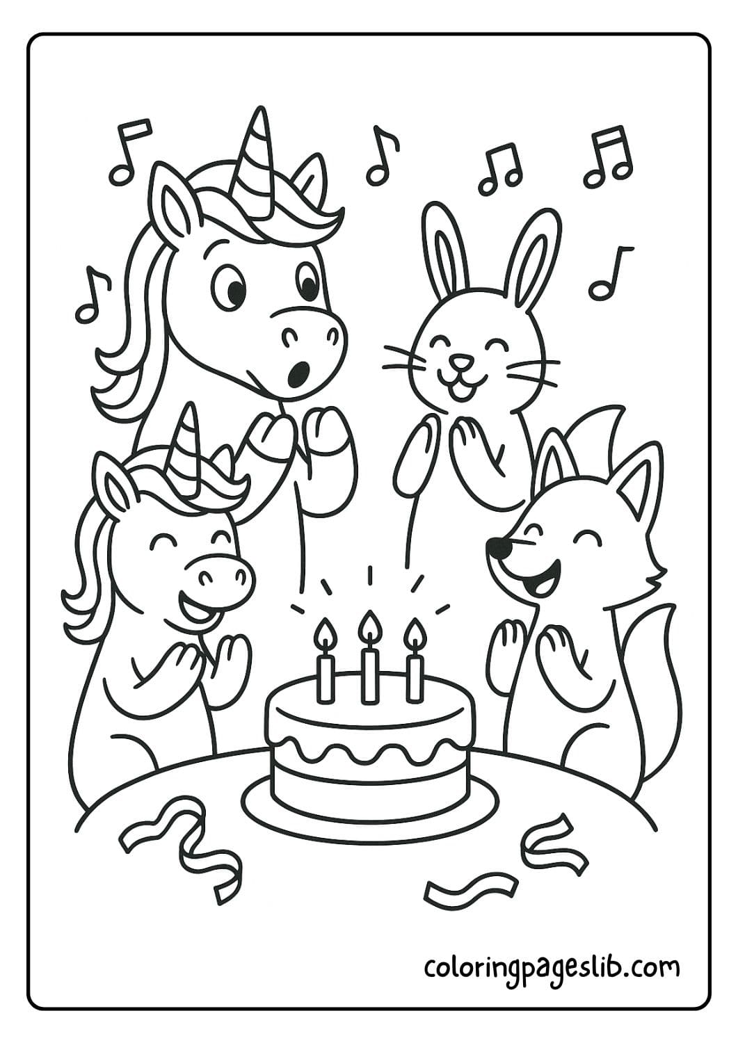 Unicorn and Friends at a Birthday Celebration