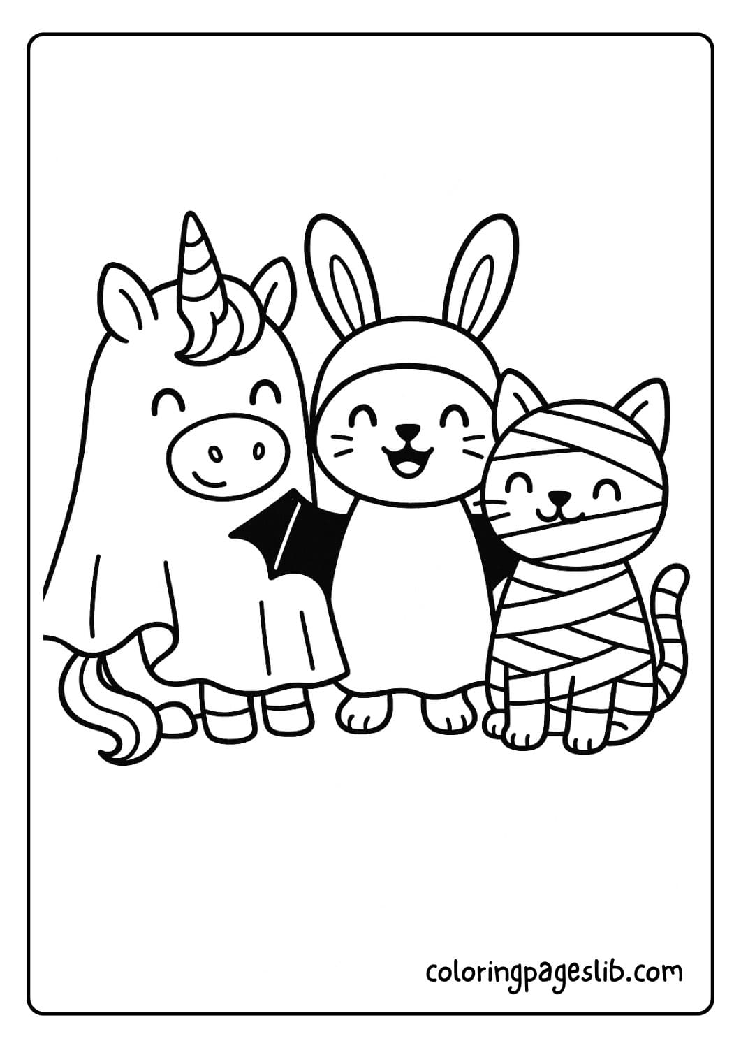 Unicorn and Friends in Halloween Costumes