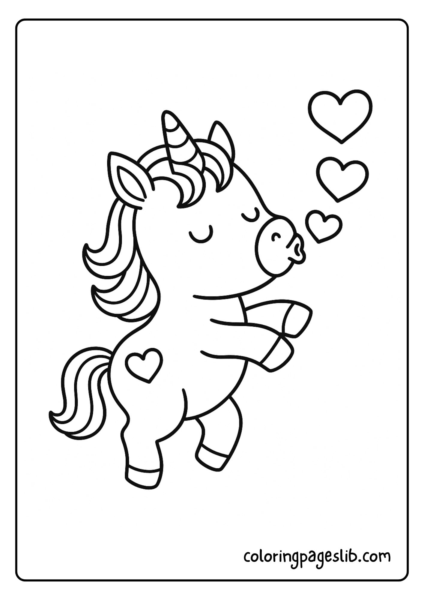 Unicorn blowing heart bubbles from its mouth