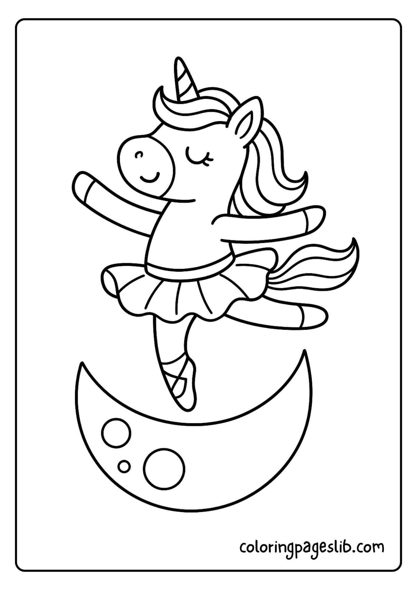 Unicorn doing a graceful leap over a moon