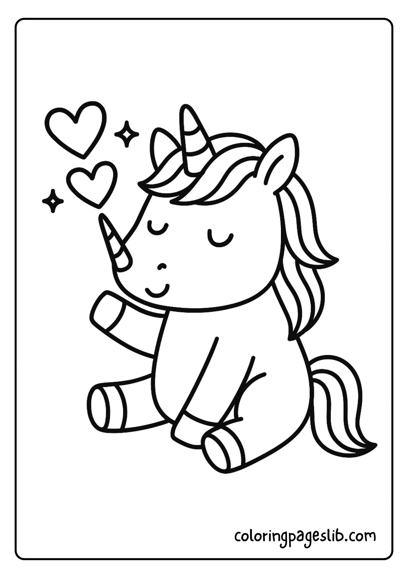 Unicorn drawing hearts with its horn