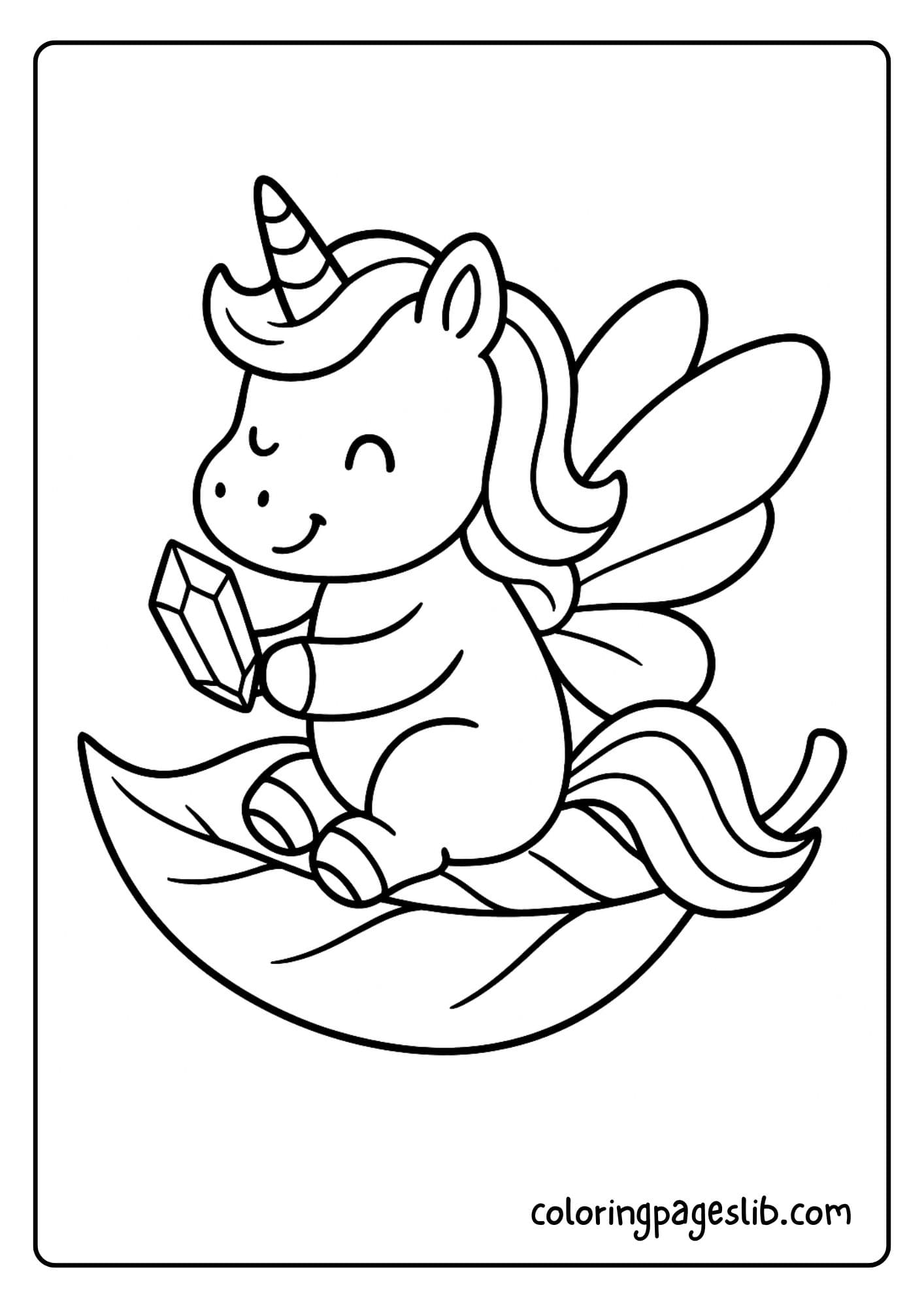 Unicorn fairy riding on a floating leaf