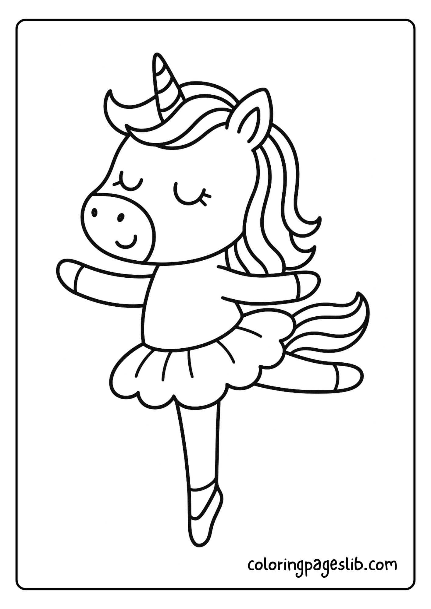 Unicorn in a tutu standing on one hoof