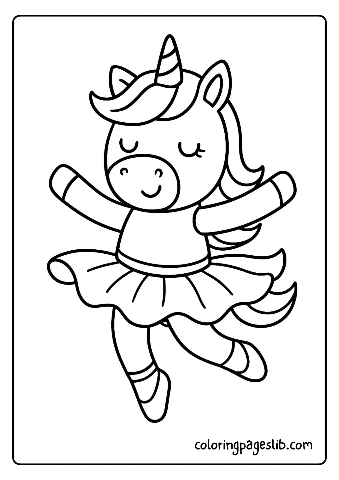 Unicorn jumping with a fluttering ballet skirt