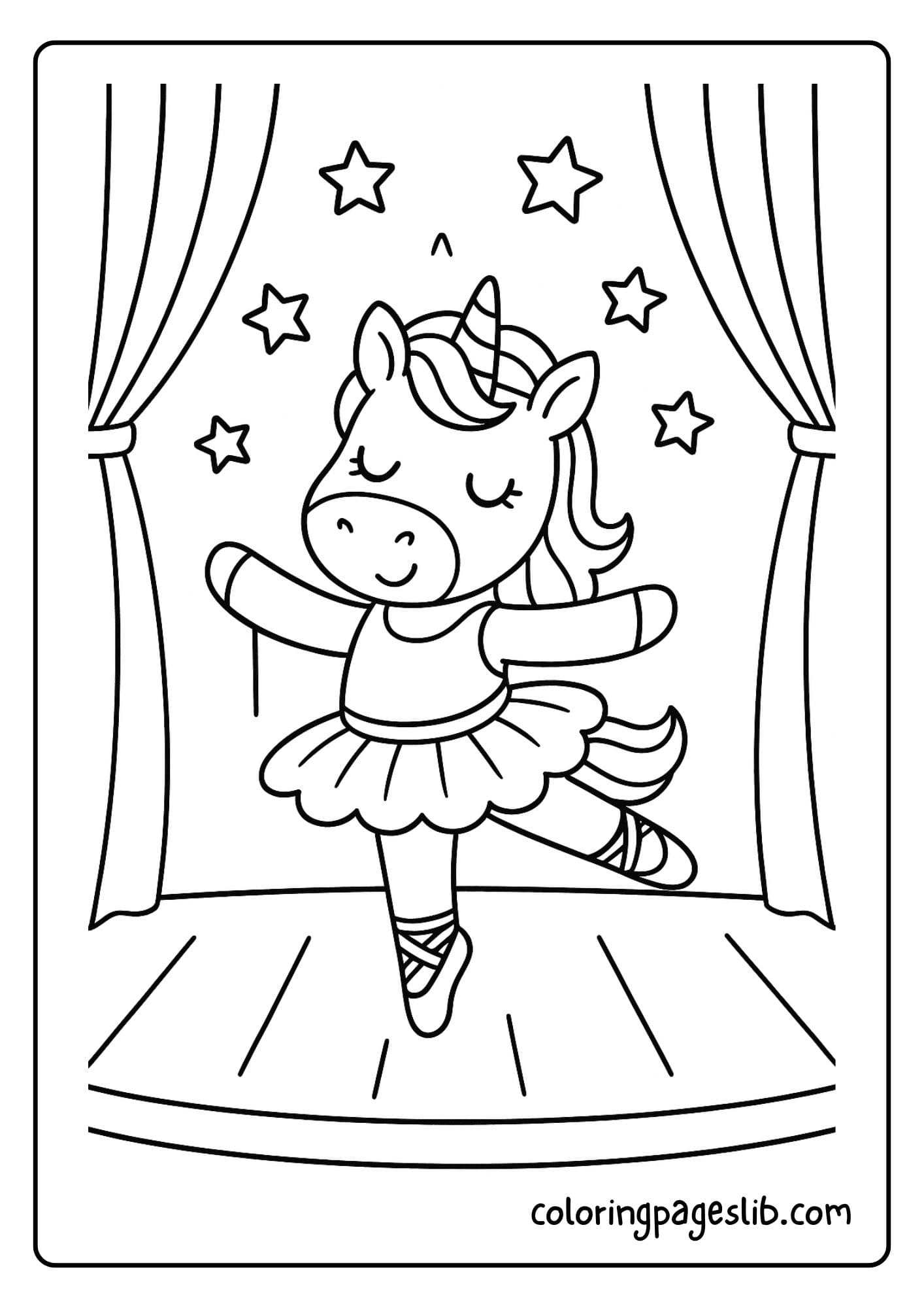 Unicorn performing on stage under falling stars
