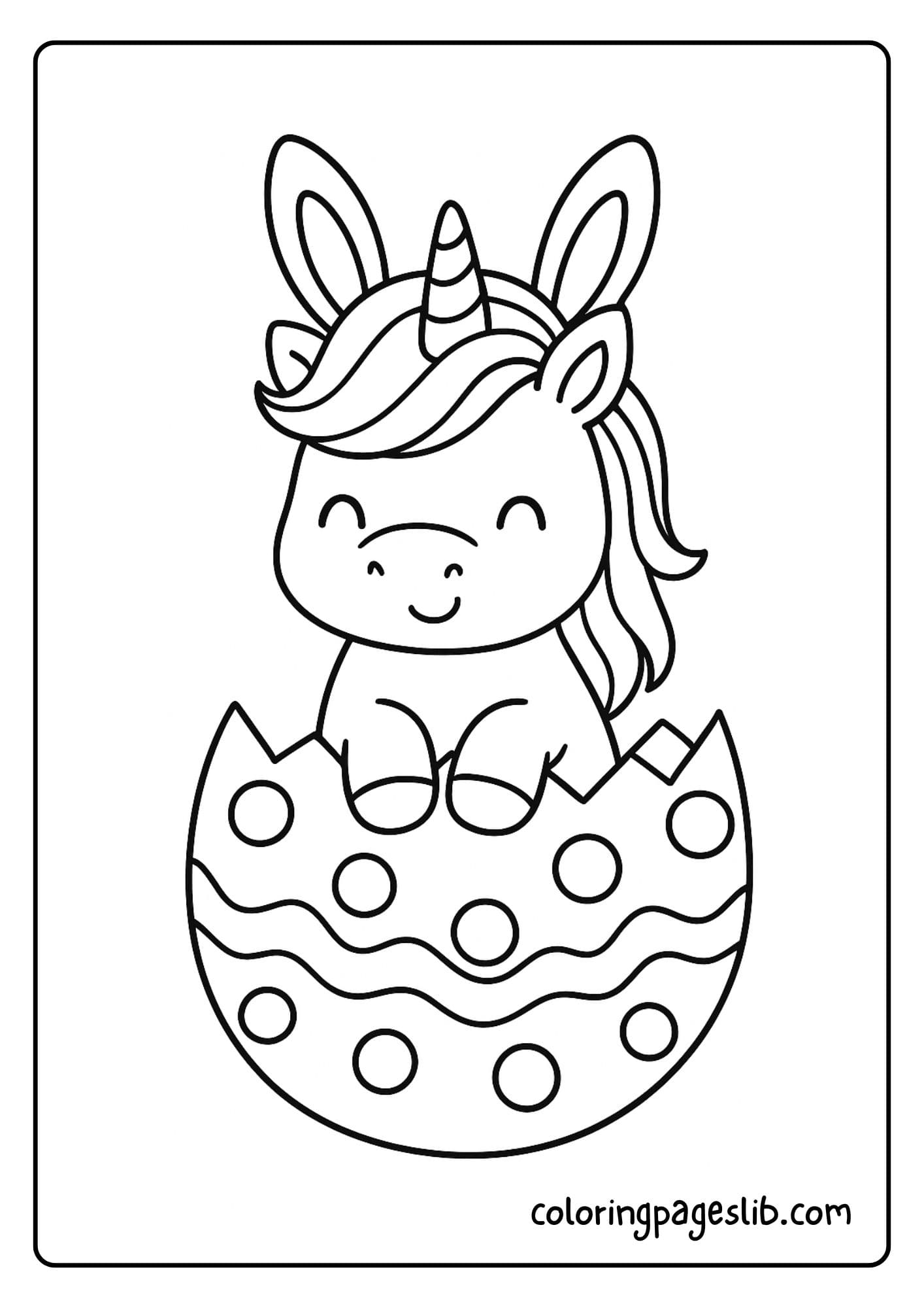 Unicorn sitting in an Easter egg shell