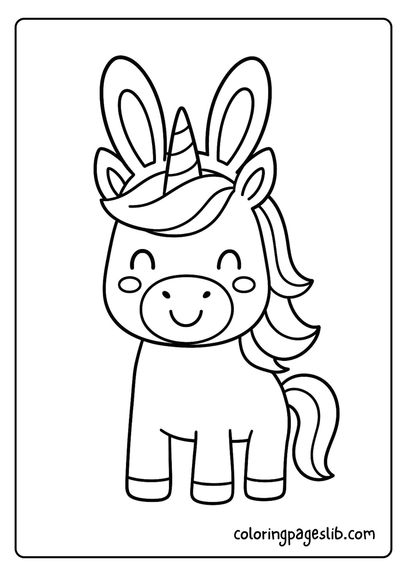 Unicorn wearing bunny ears and a happy smile