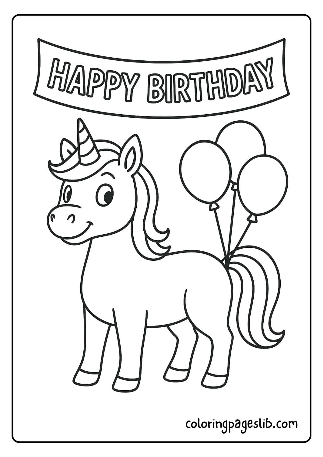 Unicorn with a Birthday Banner